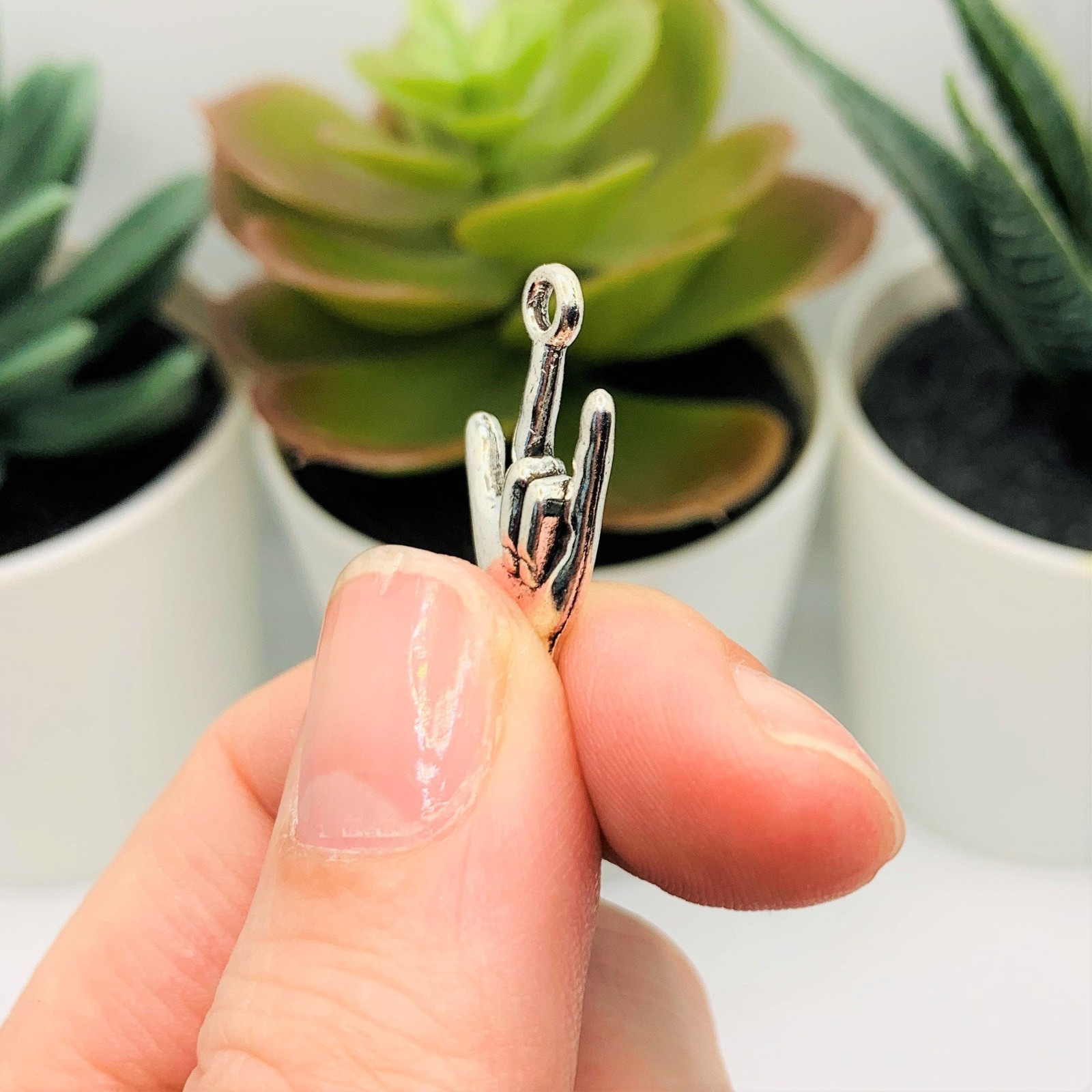 Silver ASL I Love You Sign Language 3D Charms, 22x12mm - US Seller