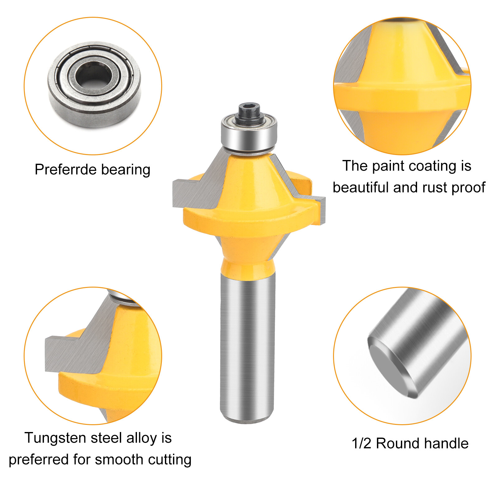 1/2" Shank 120° Tenon Joint Router Bits Set Tongue & Groove Woodworking Cutter