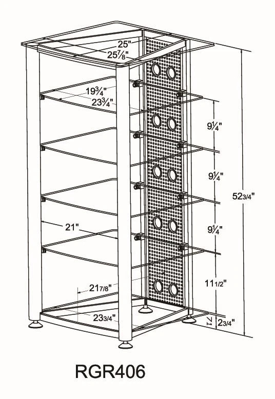 Gorgeous VTI Manufacturing 6-Shelf Glass & Silver-framed Audio Rack Stand - USED