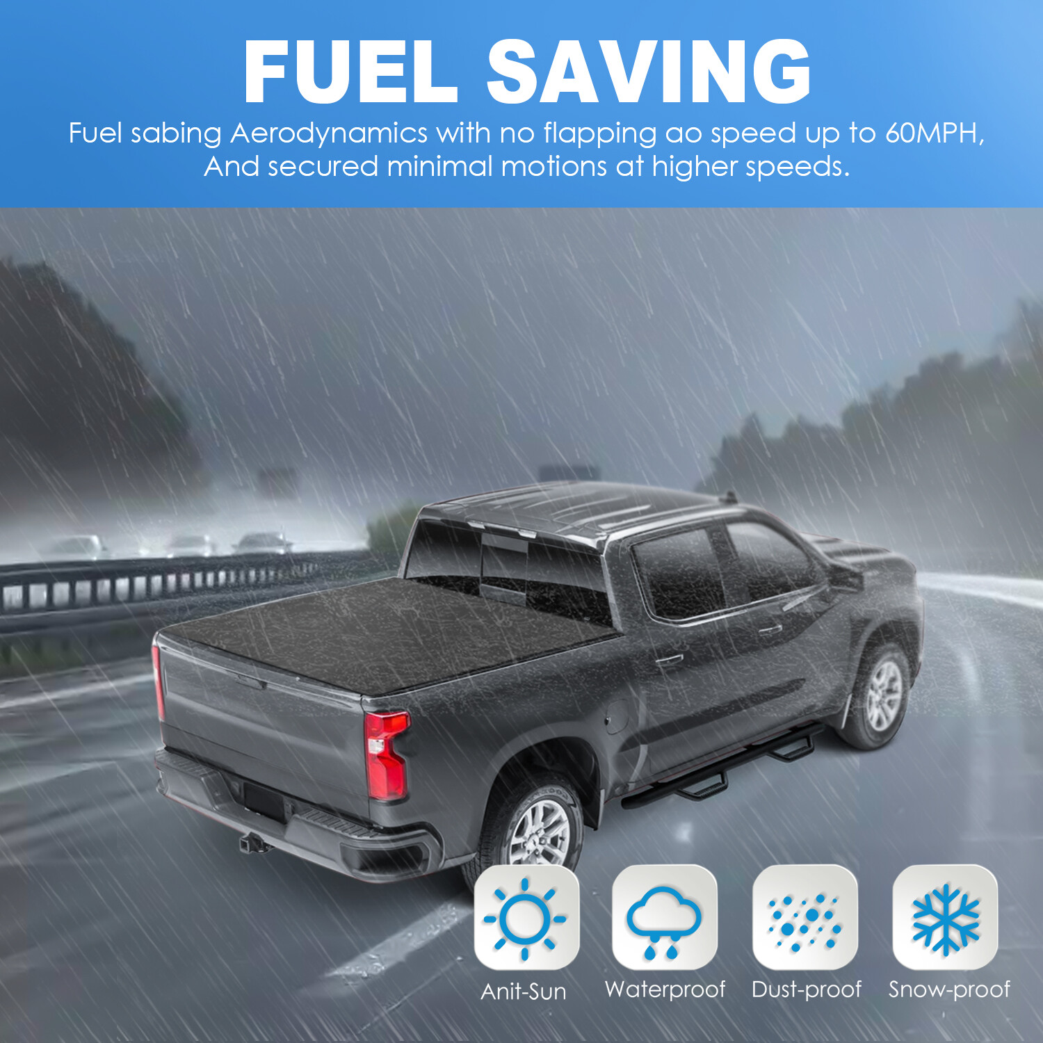 Truck Tonneau Cover For GMC Sierra Chevrolet Silverado 6.5FT Bed 4-Fold Soft