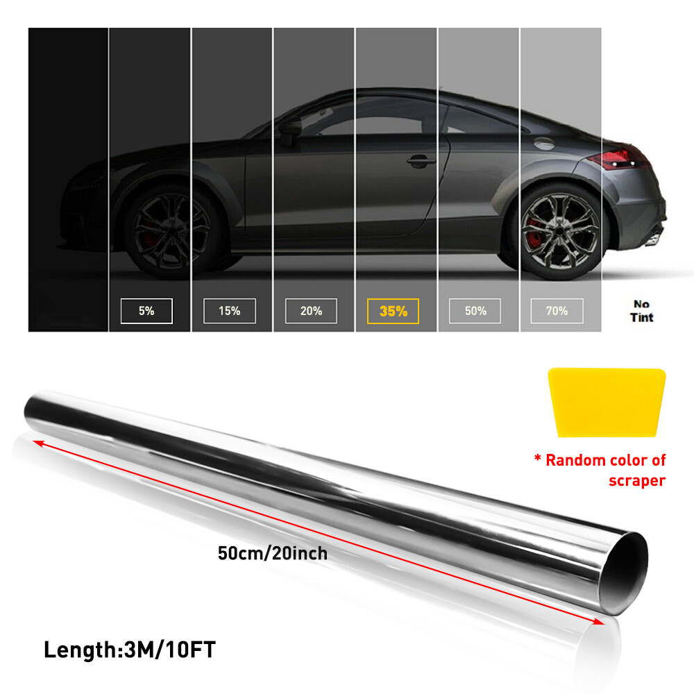 20"x10FT Uncut Roll Window Mirror Silver Chrome Tint Film Car Home Office Glass