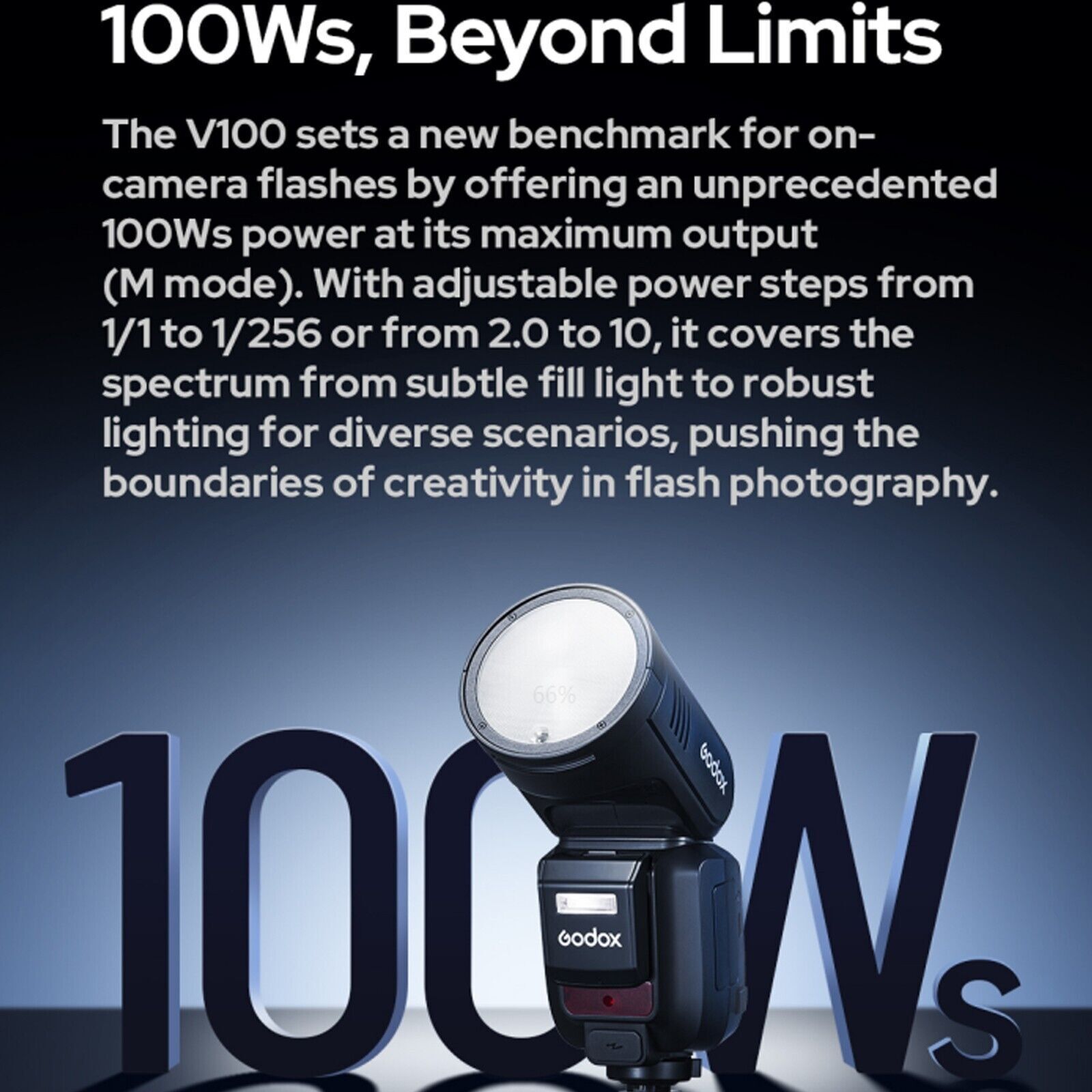 Godox V100 V100S 100W Flash TTL Speedlight 2.4G Wireless for Sony (US Version）