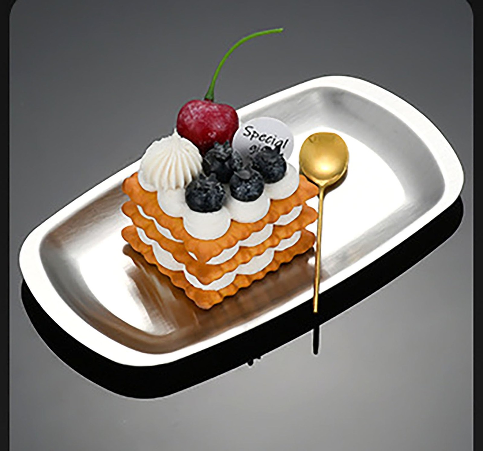 Thickened Serving Tray, 7.5 Inch x 4.1 7.5" x 4.1" x 0.5", Silver