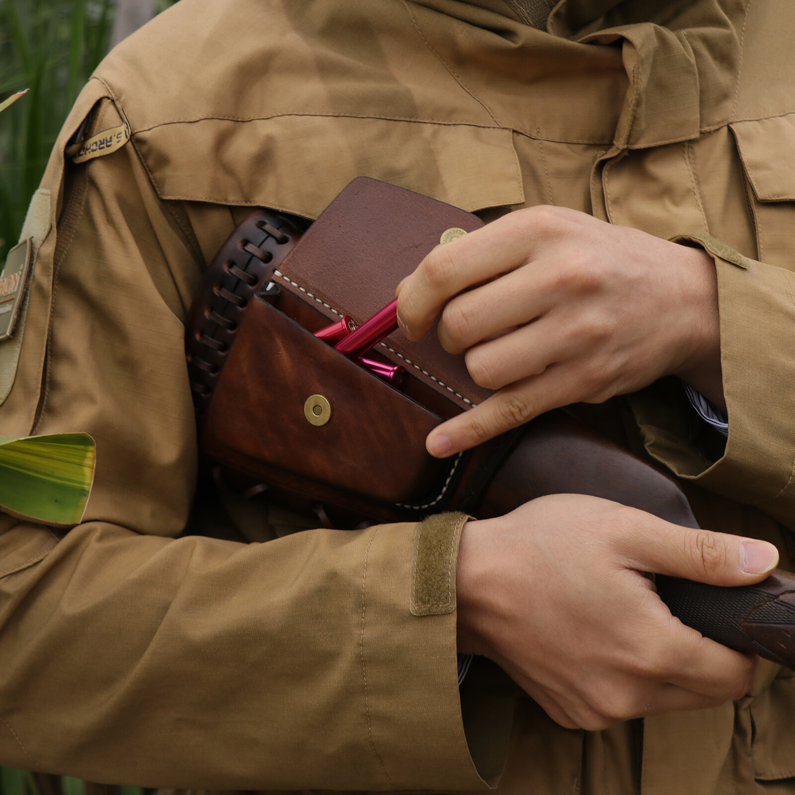 Tourbon Leather Slipon Recoil Pad Rifle Cheek Rest Riser Gun Buttstock Cover Bag