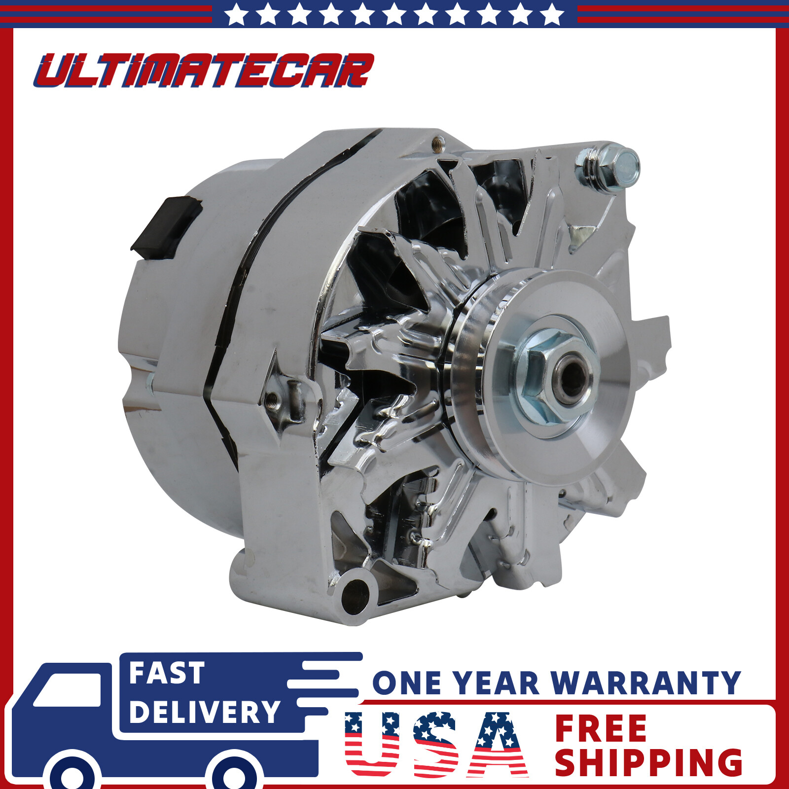 Alternator For 110Amp Chrome 1 Wire Self Exciting Street Rod GM 305 350 BBC SBC