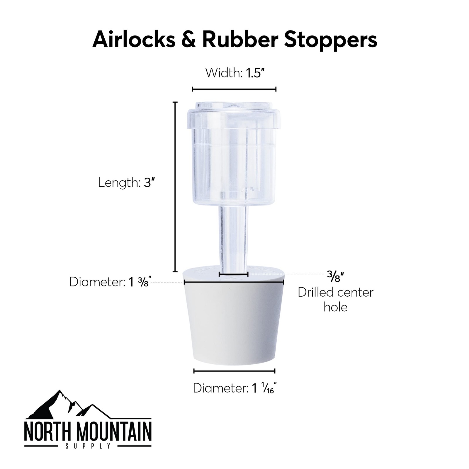 North Mountain Supply 1-Gal Glass Fermenting Jug, Airlock, Stopper, Lid