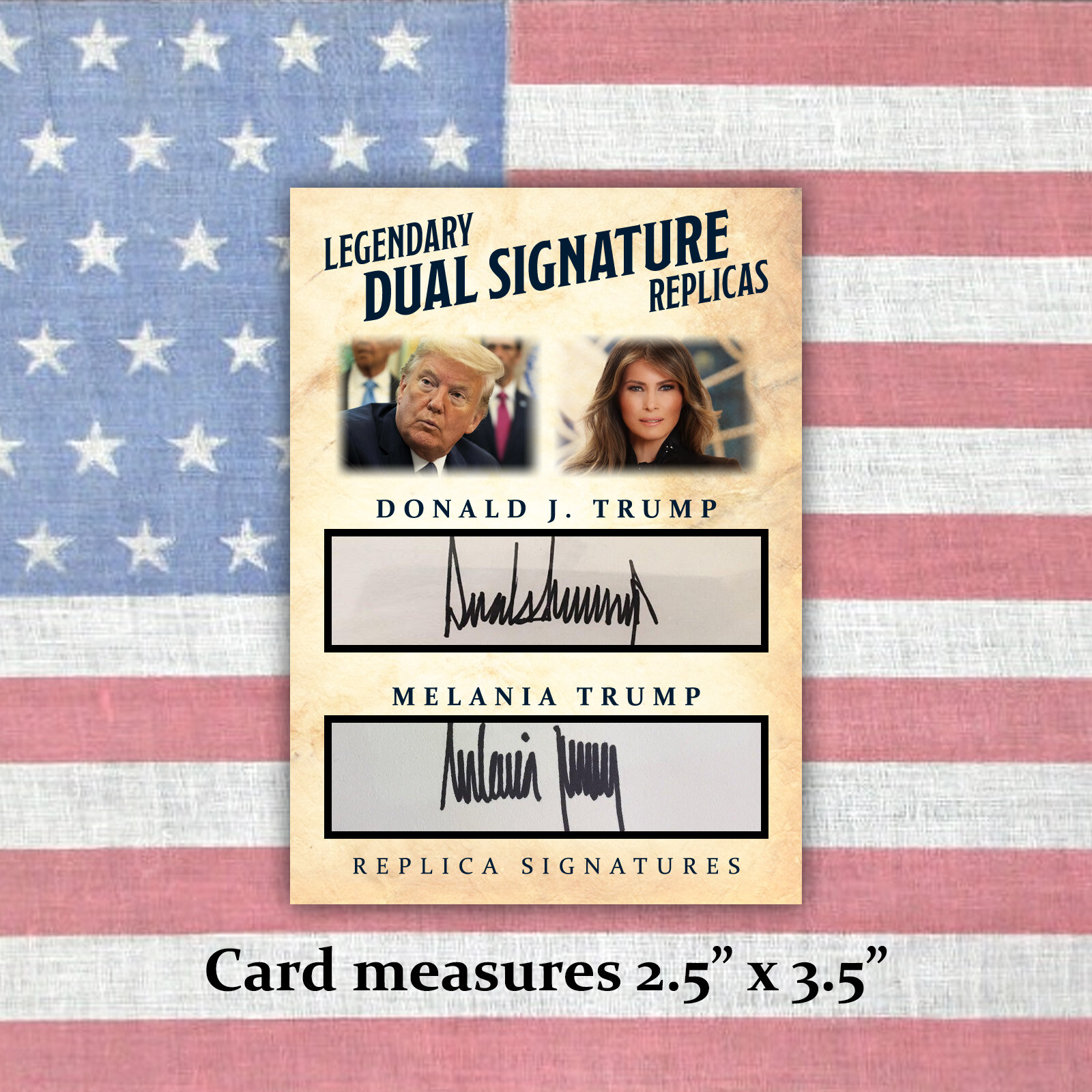 Donald and Melania Trump Collectible Replica Presidential Signature Card MAGA