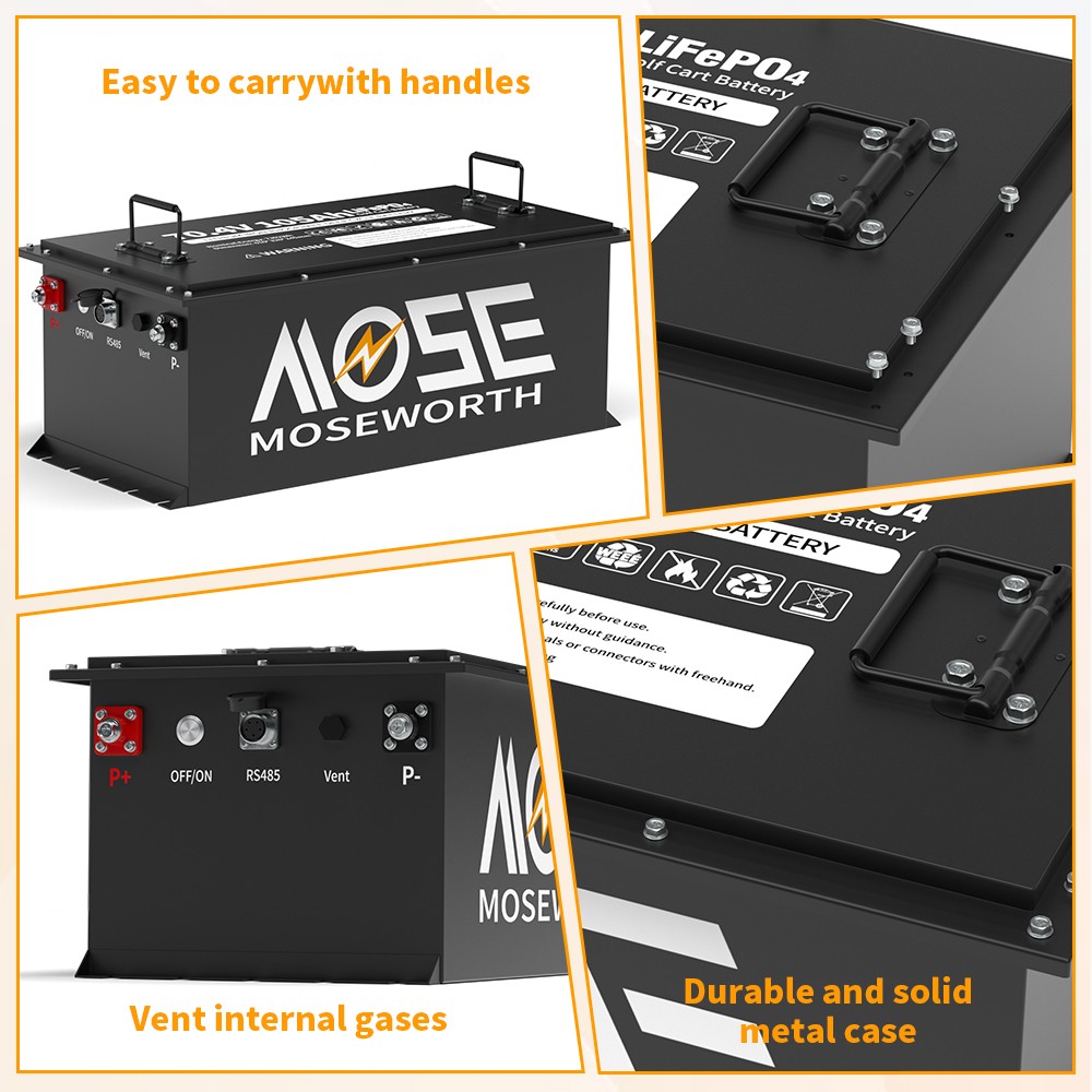 72V 105Ah Golf Cart LiFePO4 Lithium Battery 200A BMS LCD Monitor+18A Charger