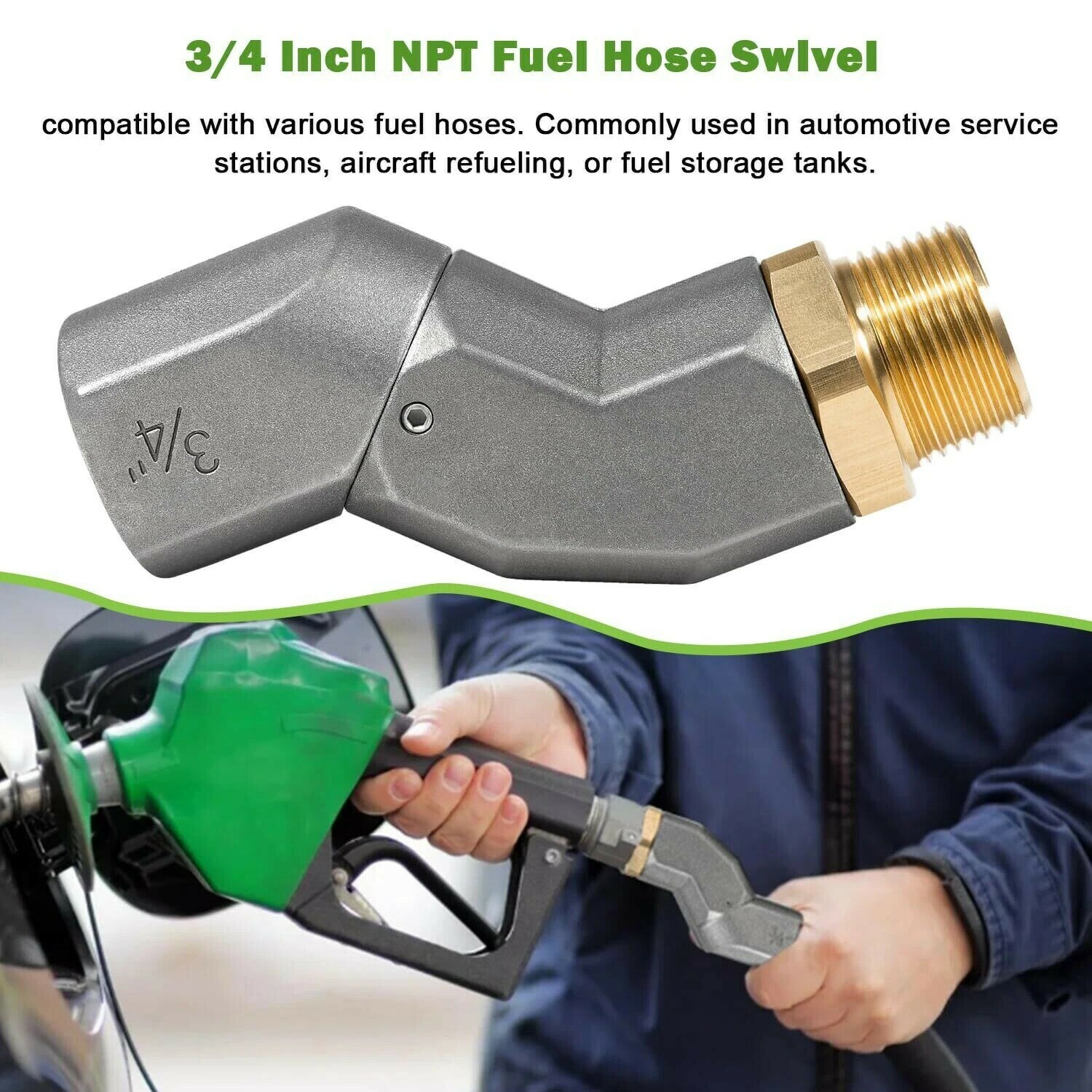 3/4 Inch NPT Fuel Swivel Joint: 360° Rotate, Prevent Hose Kinking