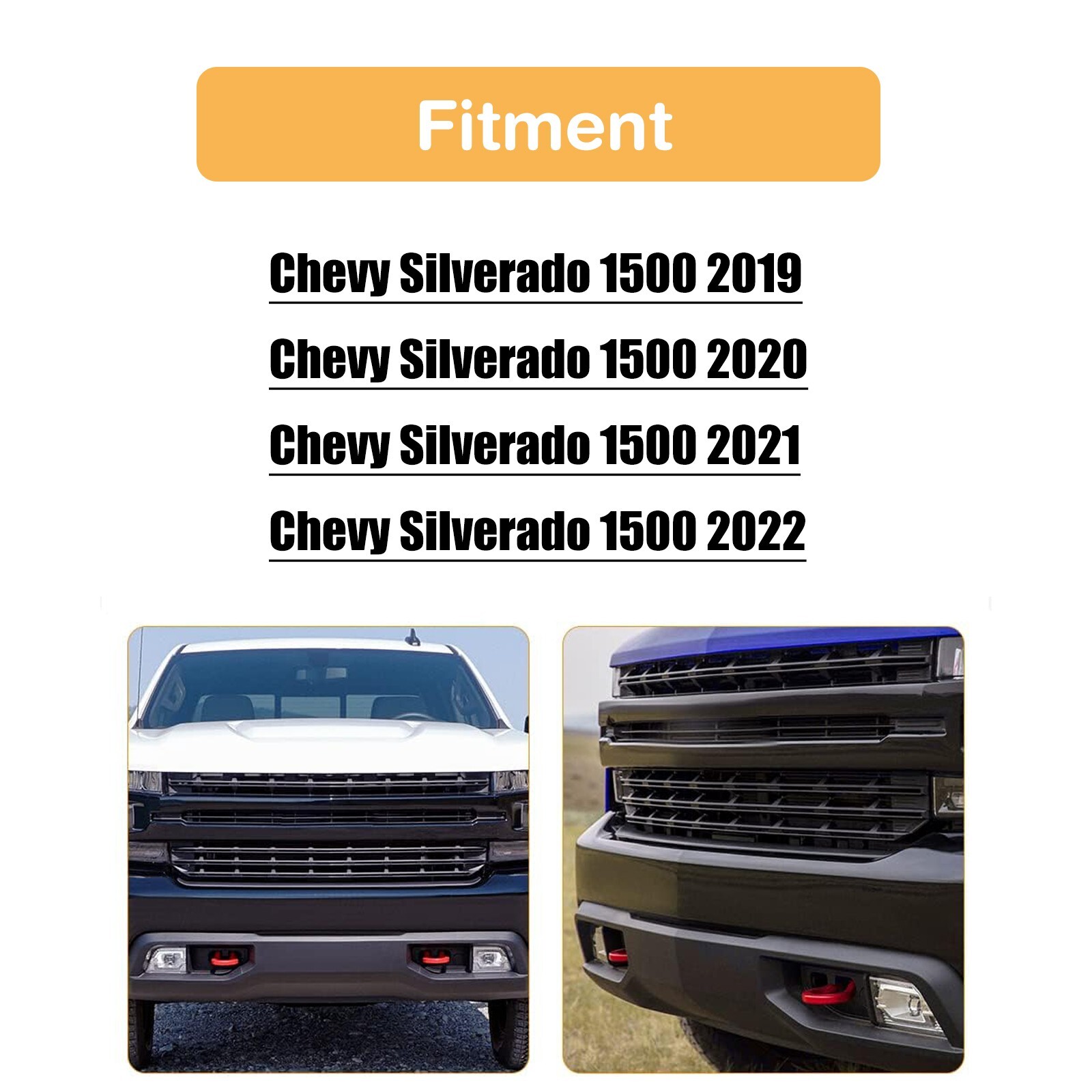 Front Red Tow Hooks 84280202 w/ Hardware for 2019-2021 Chevrolet Silverado 1500