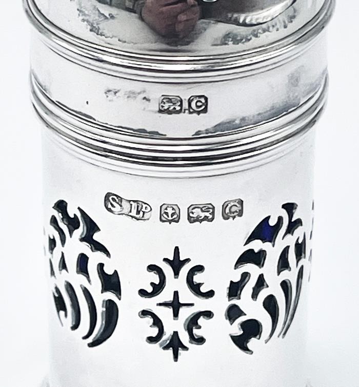 SILVER PEPPER POT BIRMINGHAM 1927 PIERCED DESIGN