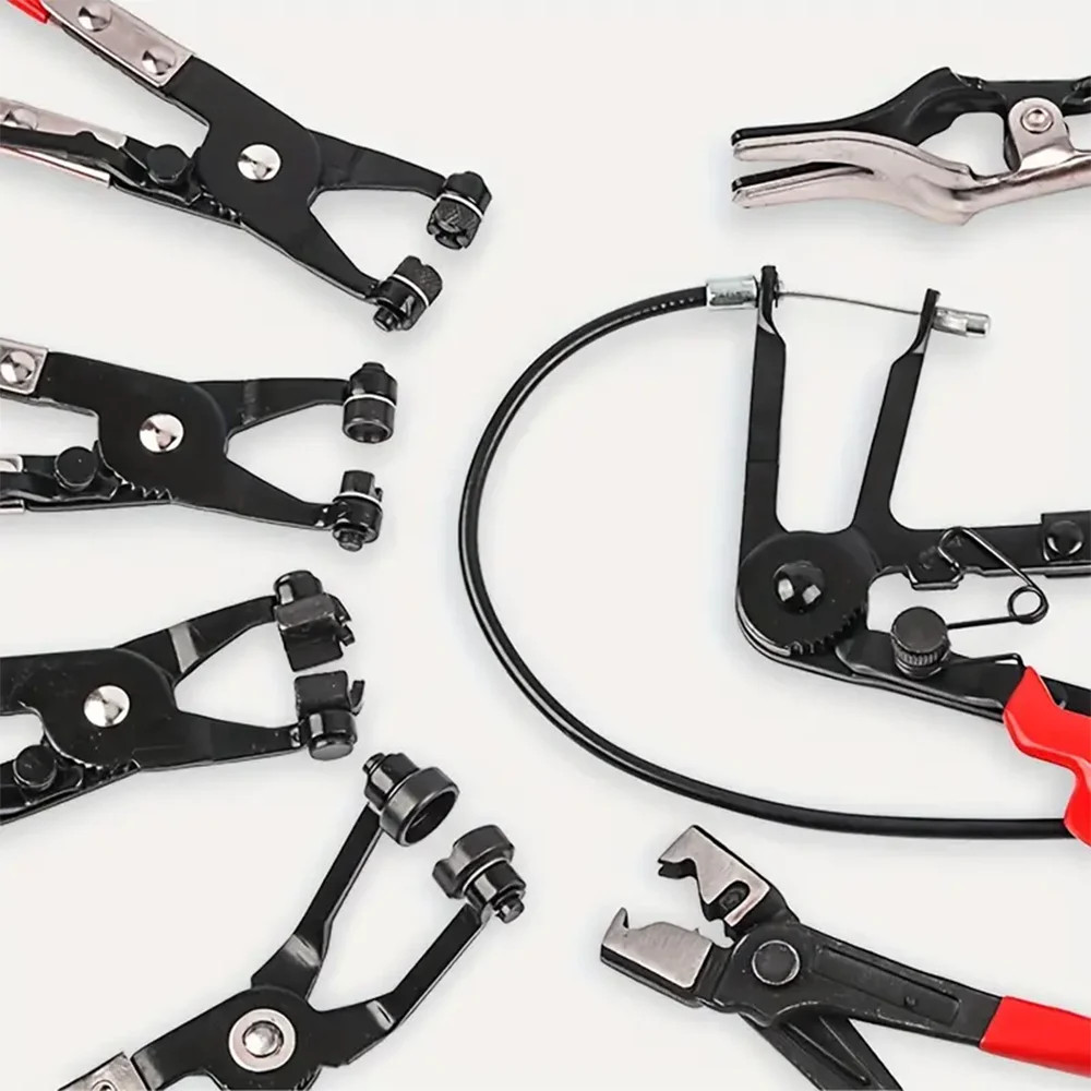 10Pc Hose Clamp Clip Remover Pliers Wire Long Reach Kit Fuel Oil Water Hose Tool