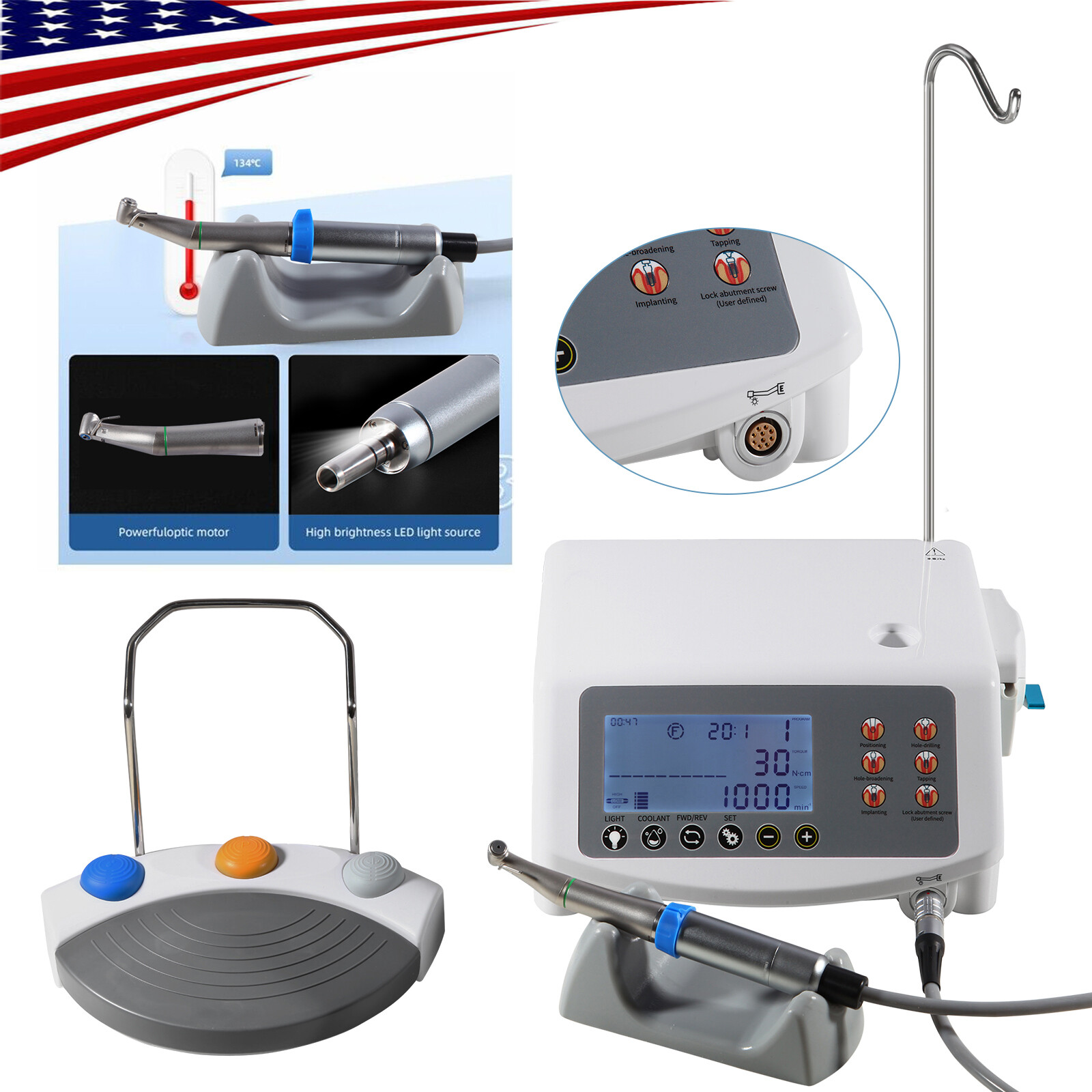 Dental Implant Surgical System LED Brushless Motor 20:1 Contra Angle 110/220V