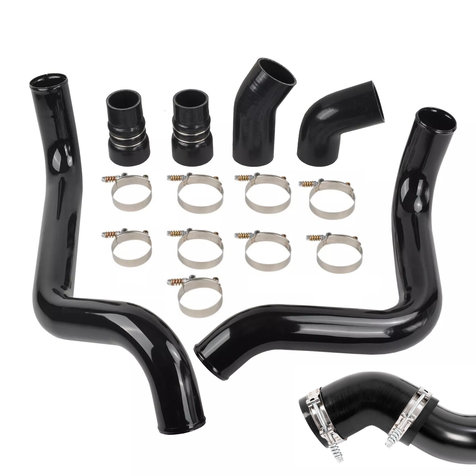 For 2002-2004 GMC 6.6L LB7 Duramax Diesel 3" Black Intercooler Pipe & Boot Kit