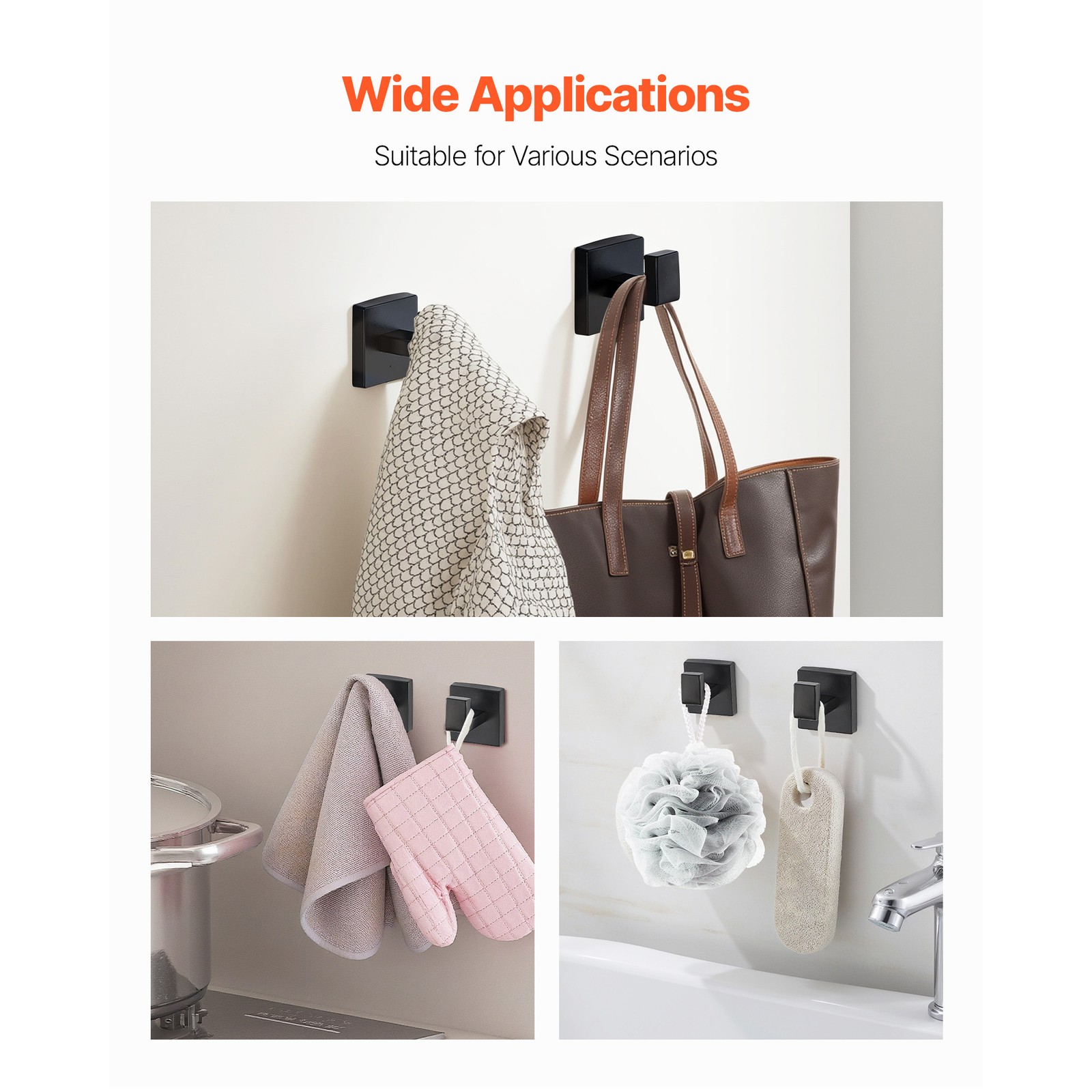 Uimoso 10-Piece Matte Black Bathroom Hardware Set with 24-Inch Towel Bar