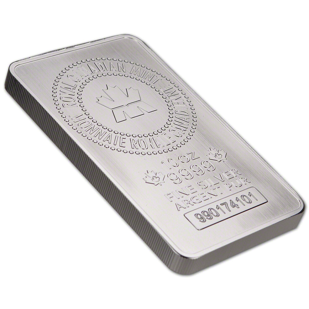 10 oz. RCM Silver Bar - Royal Canadian Mint .9999 Fine