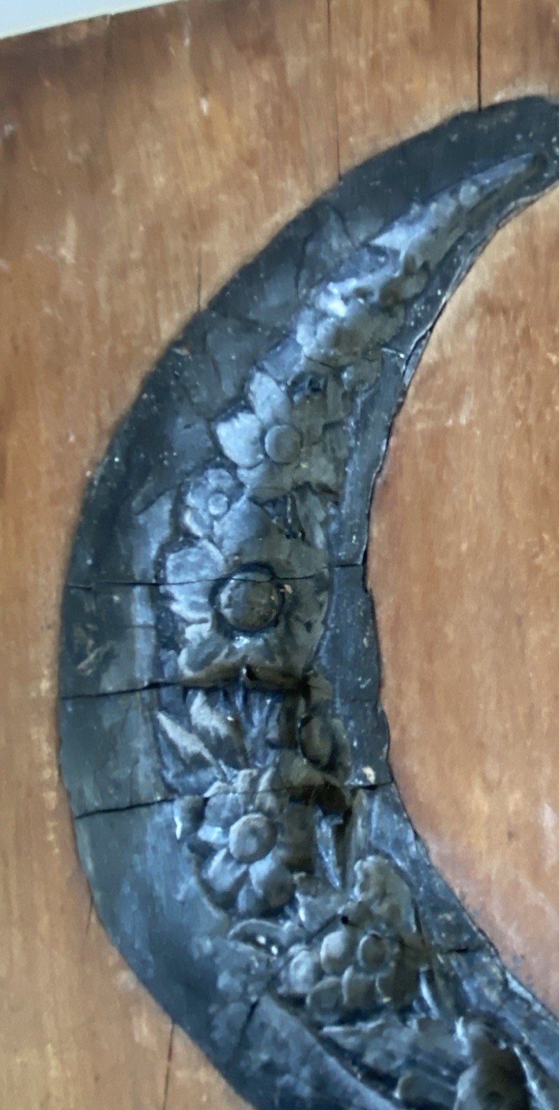 Antique Plaster Cast Pattern Wood Mold Block Architectural Salvage Flowers