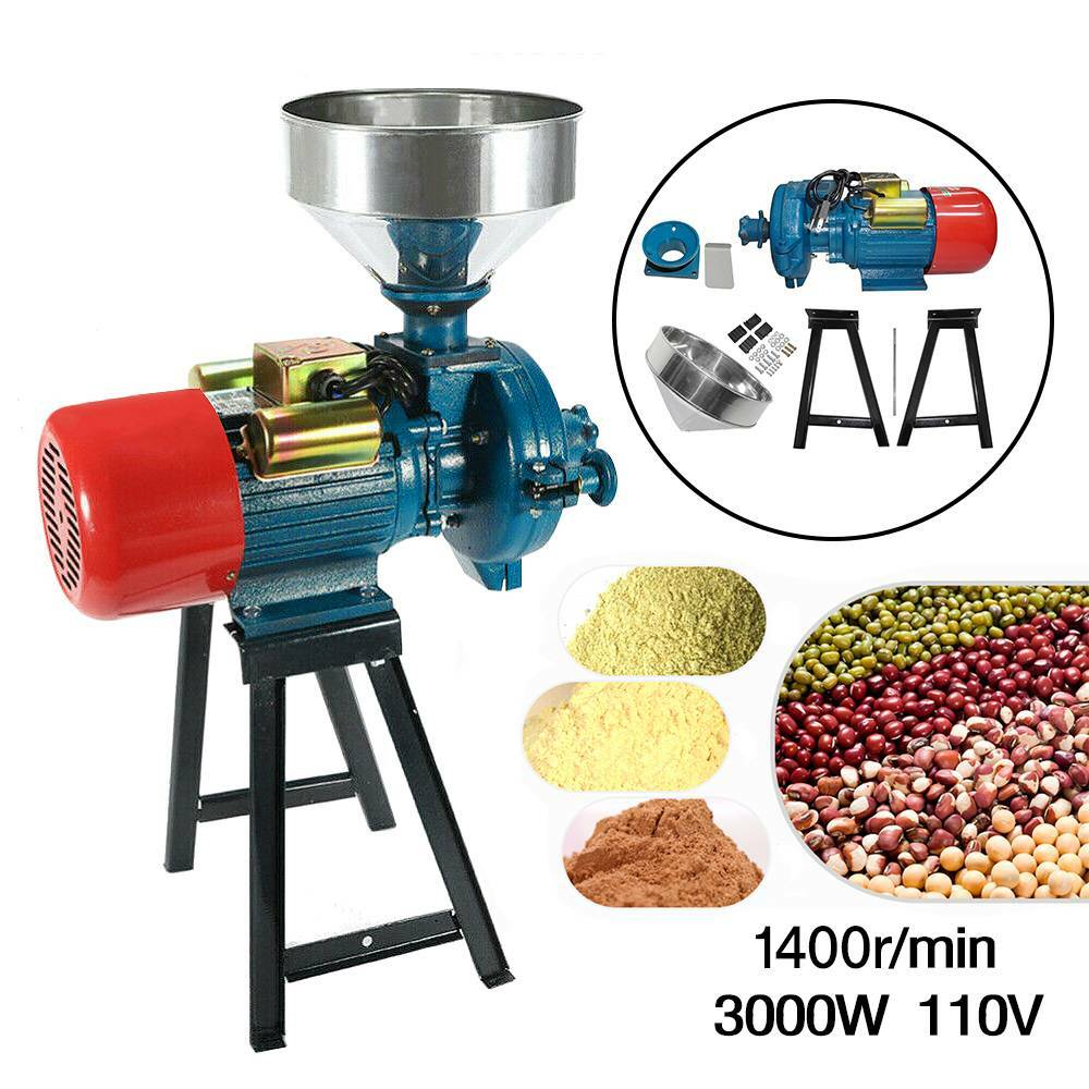 110V 3000W Electric Grinder Wet&Dry Feed/Flour Mill Cereals Grain Corn Wheat USA