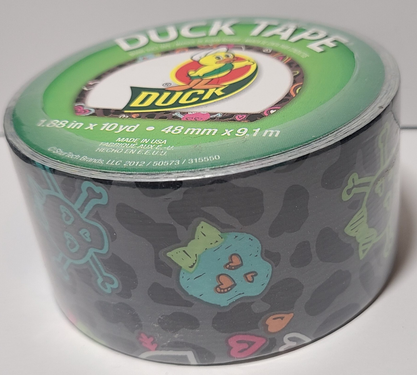 Cheetah Print Neon Skulls duct tape roll Duck Brand NIP 1.88"x10yd DISCONTINUED