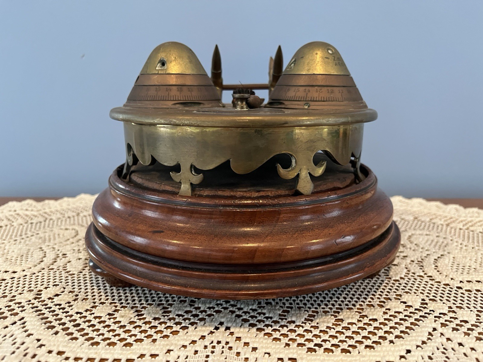 Antique WWI German Trench Art Desk Set Artillery Shell Fuse Ink Wells/Pen Holder