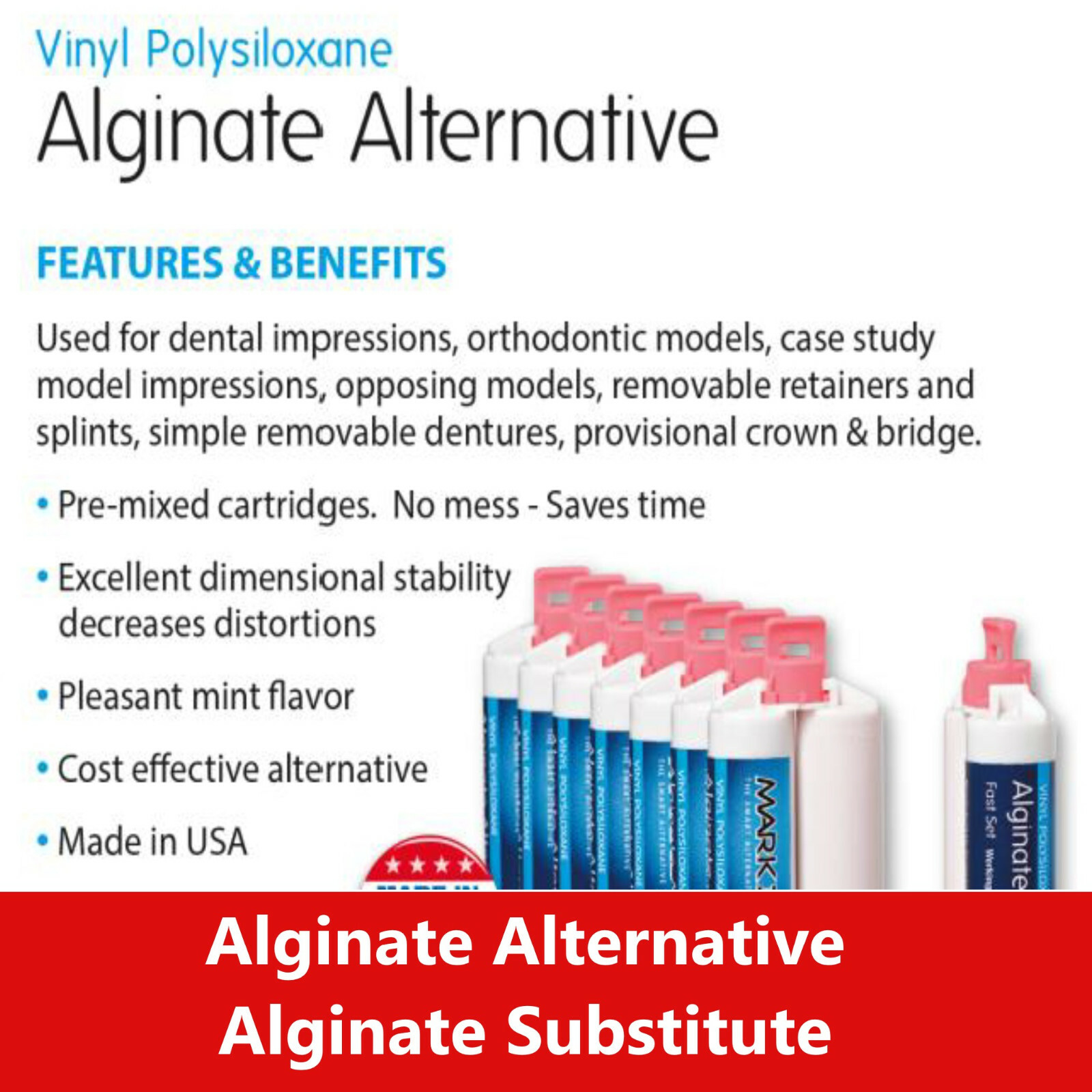 Dental Alginot Mark3 Alginate Substitute Alternative 4 or 8 x 50mL, Fast Set