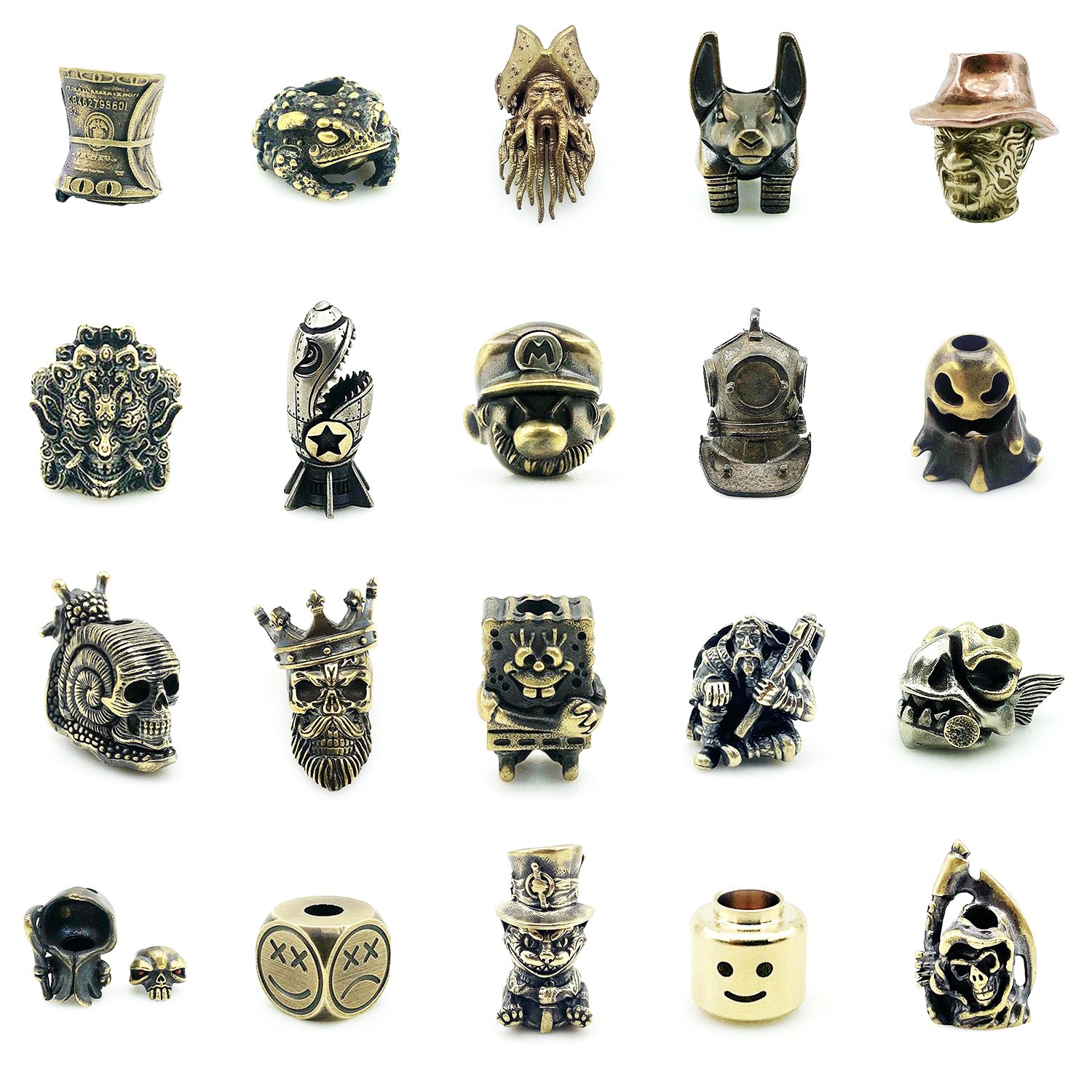 Knife Lanyards Beads brass paracord rope pendant DIY EDC Tool For Spyderco SAK