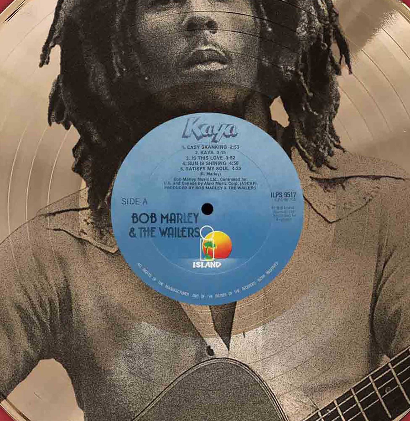 Bob Marley Kaya Framed Gold Etched LP Shadowbox