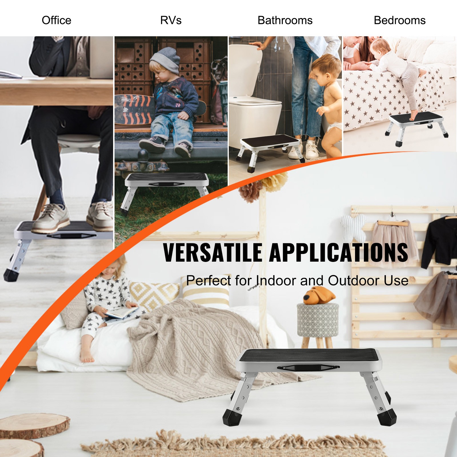 Uimoso Step Stool Ladder Foldable 3 Adjustable Height Max Load 330lbs for Home