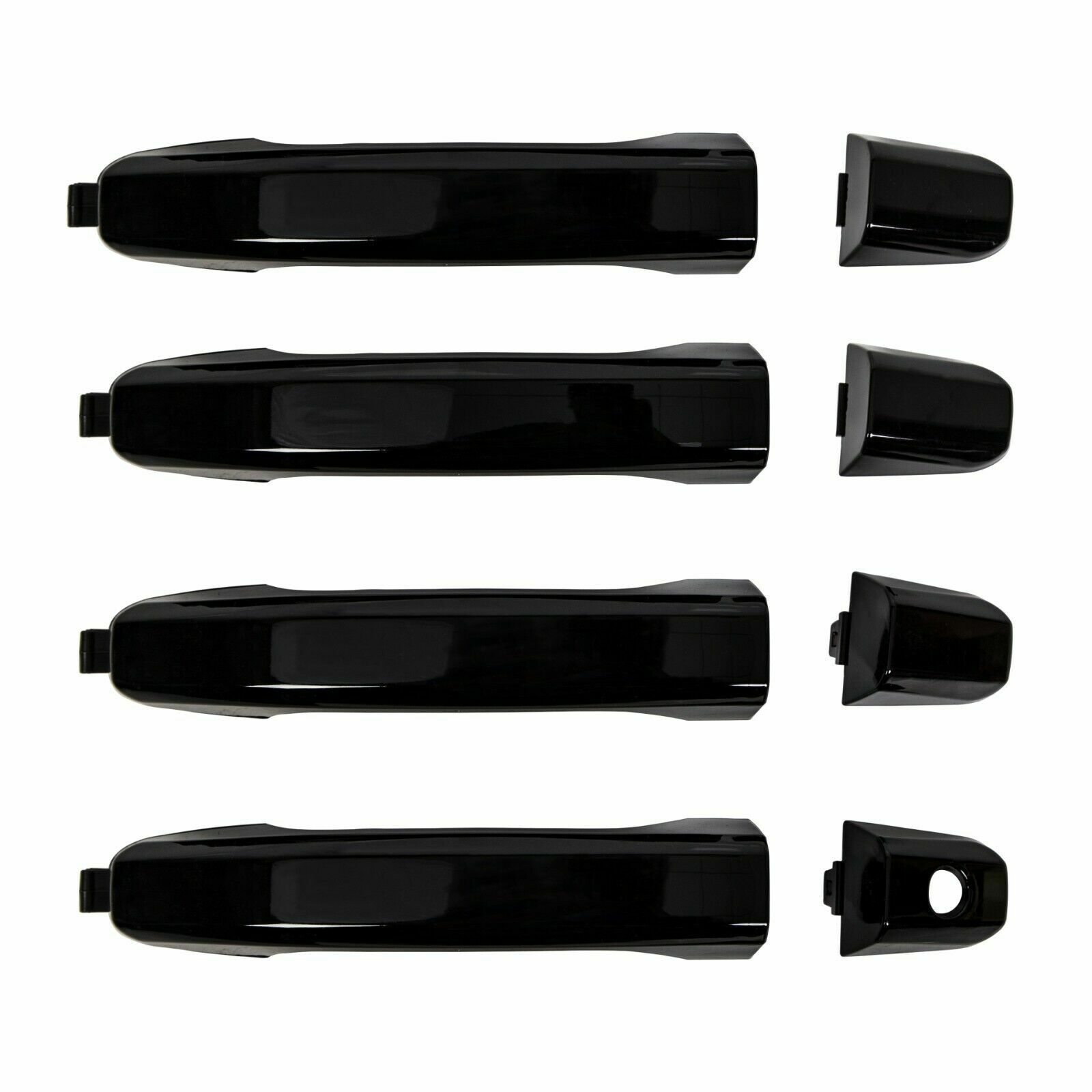 Gloss Black Outside Set of 4 Door Handle Fit 14-19 Chevrolet Silverado 1500 2500