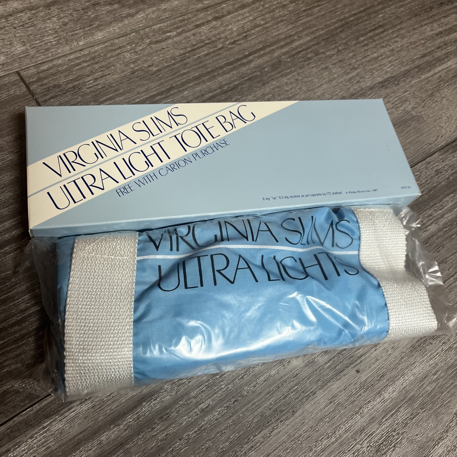 Vintage 1987 New Old Stock, Virginia Slims Ultra Light Tote Bag In Box Unopened