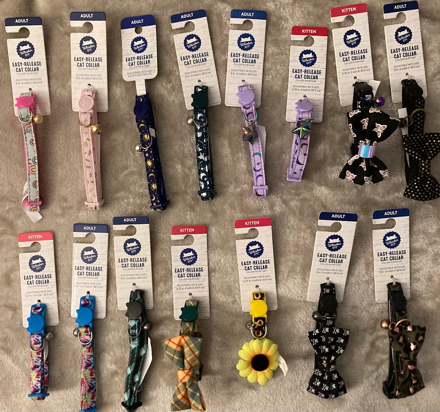 Whisker City Adult Cat/Kitten Collar YOU CHOOSE FROM MANY STYLES