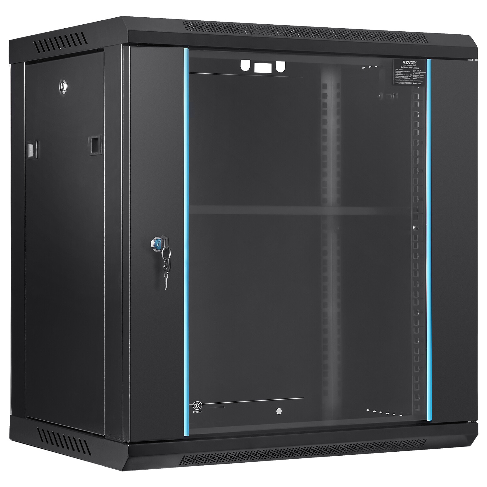 VEVOR 12U Wall Mount Network Server Rack Cabinet Enclosure 15.5'' Deep Door Lock