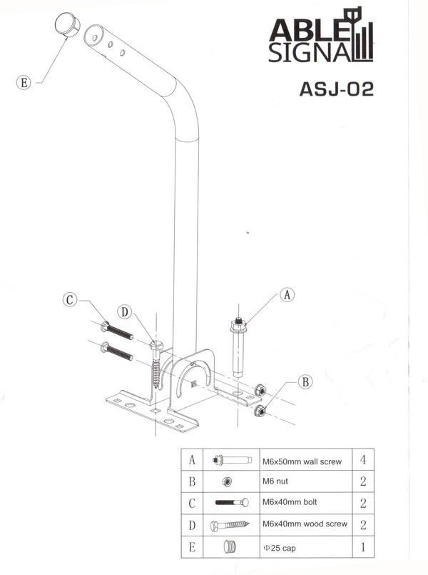 MOUNT MOUNTING POLE MAST FOR ANTENNA SATELLITE J-MOUNT DISH OUTDOOR WHITE COLOR