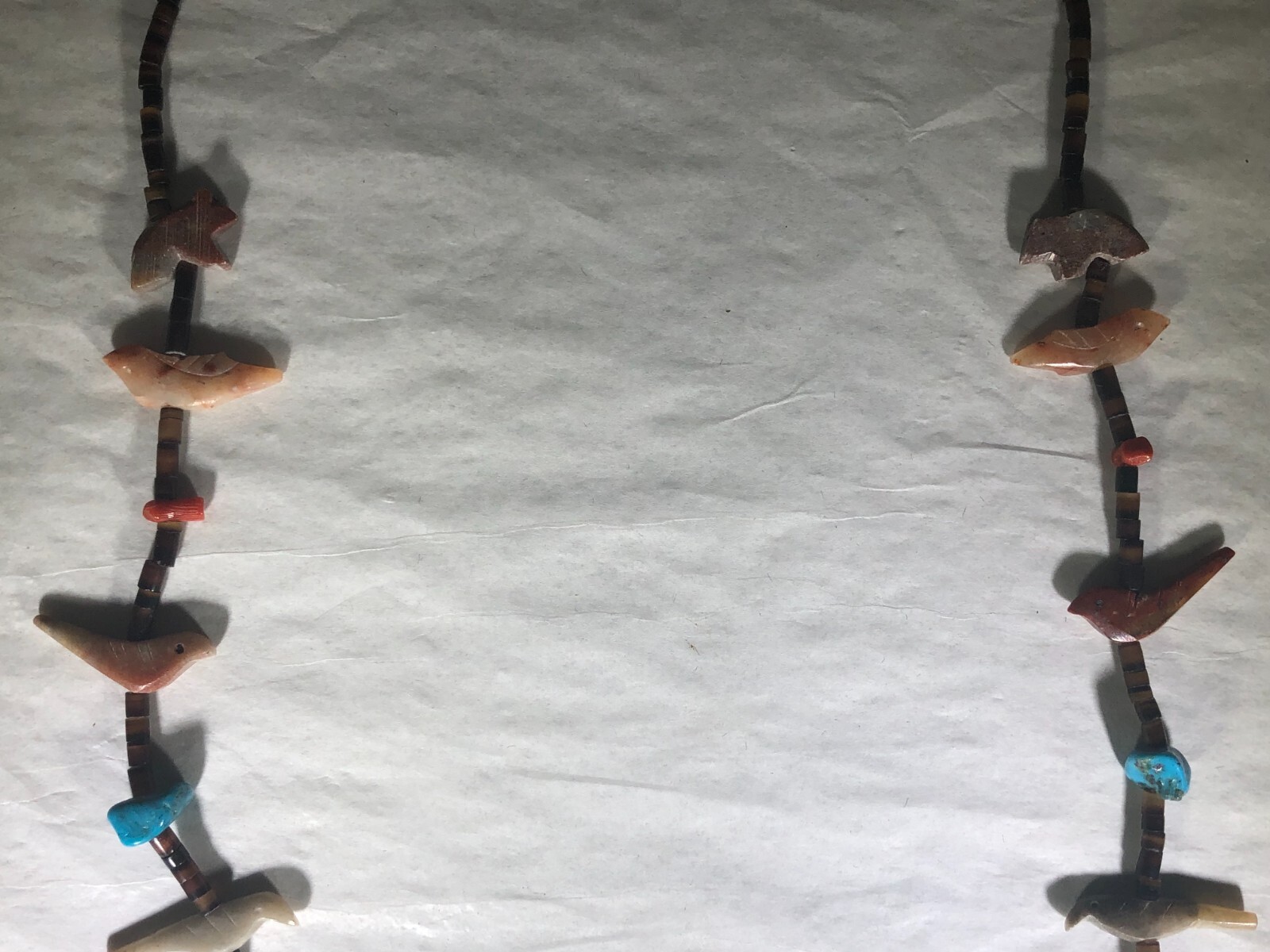 RARE VINTAGE ANTIQUE SOUTH WESTERN NATIVE AMERICAN HAND CARVED FETISH NECKLACE