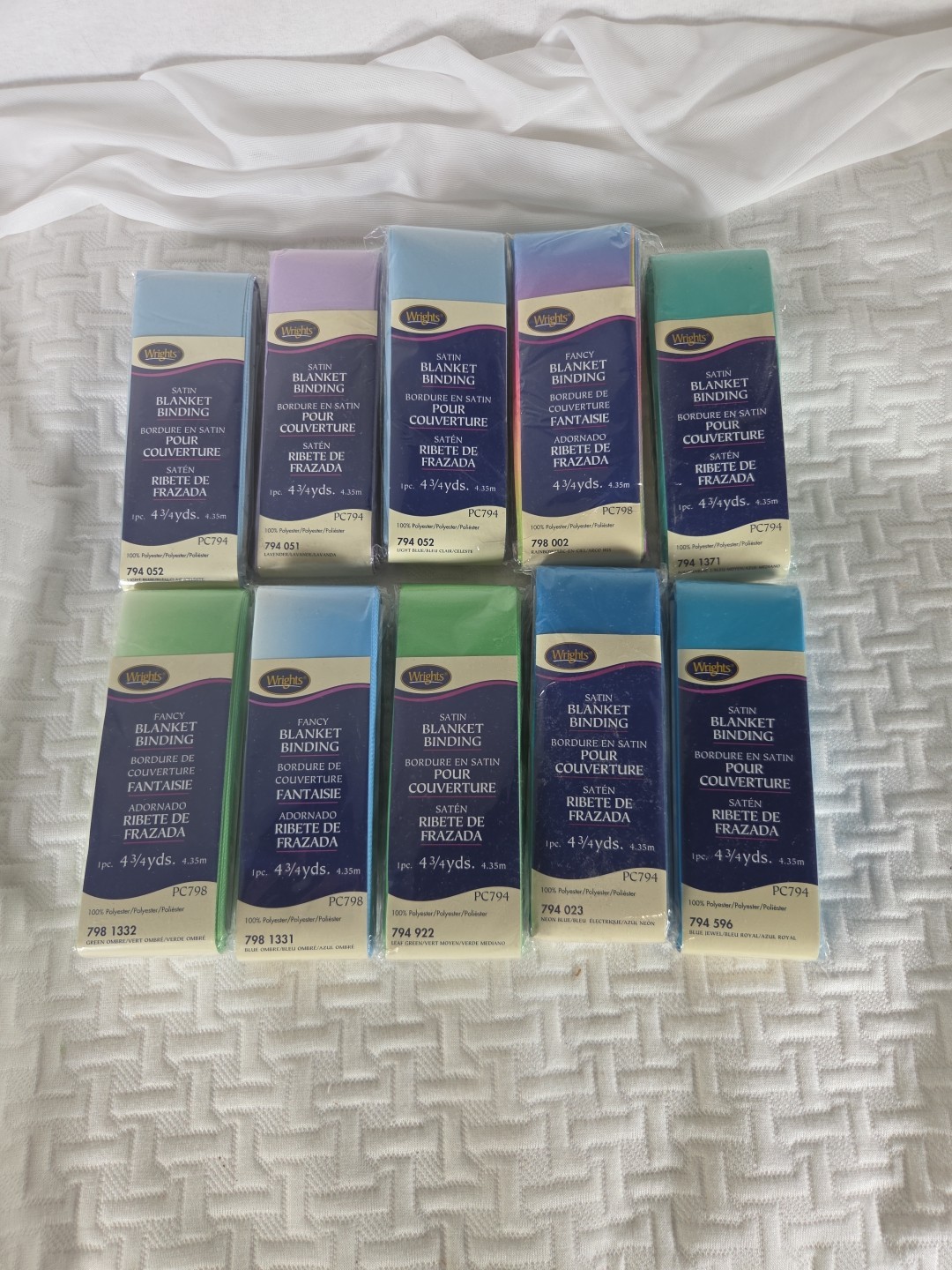 Wrights Satin Blanket Binding-4 3/4 Yards Each-100% Polyester Choose a Color!