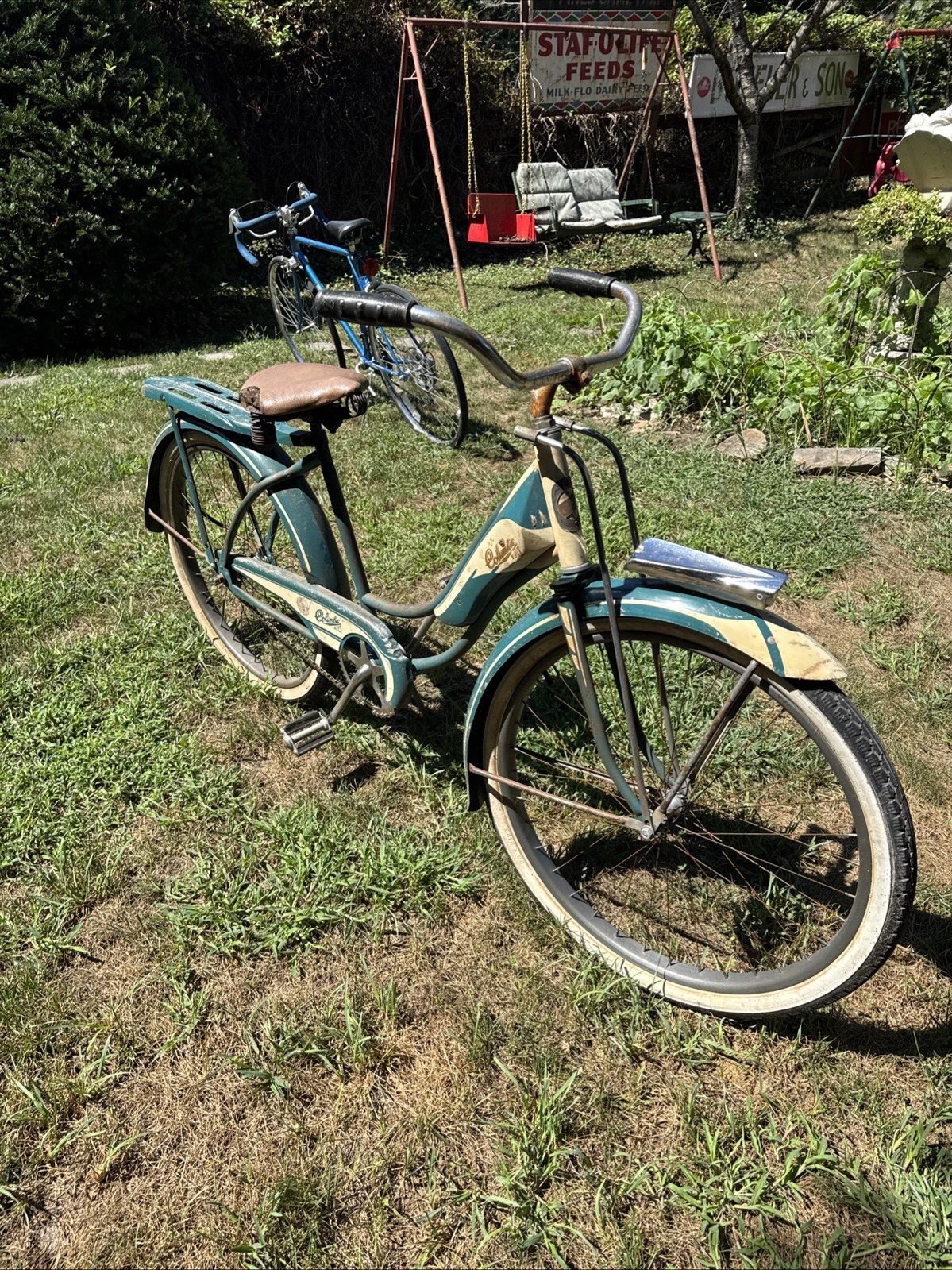 Vintage 1940s 50s Columbia Blue & White All Original Girls Bicycle