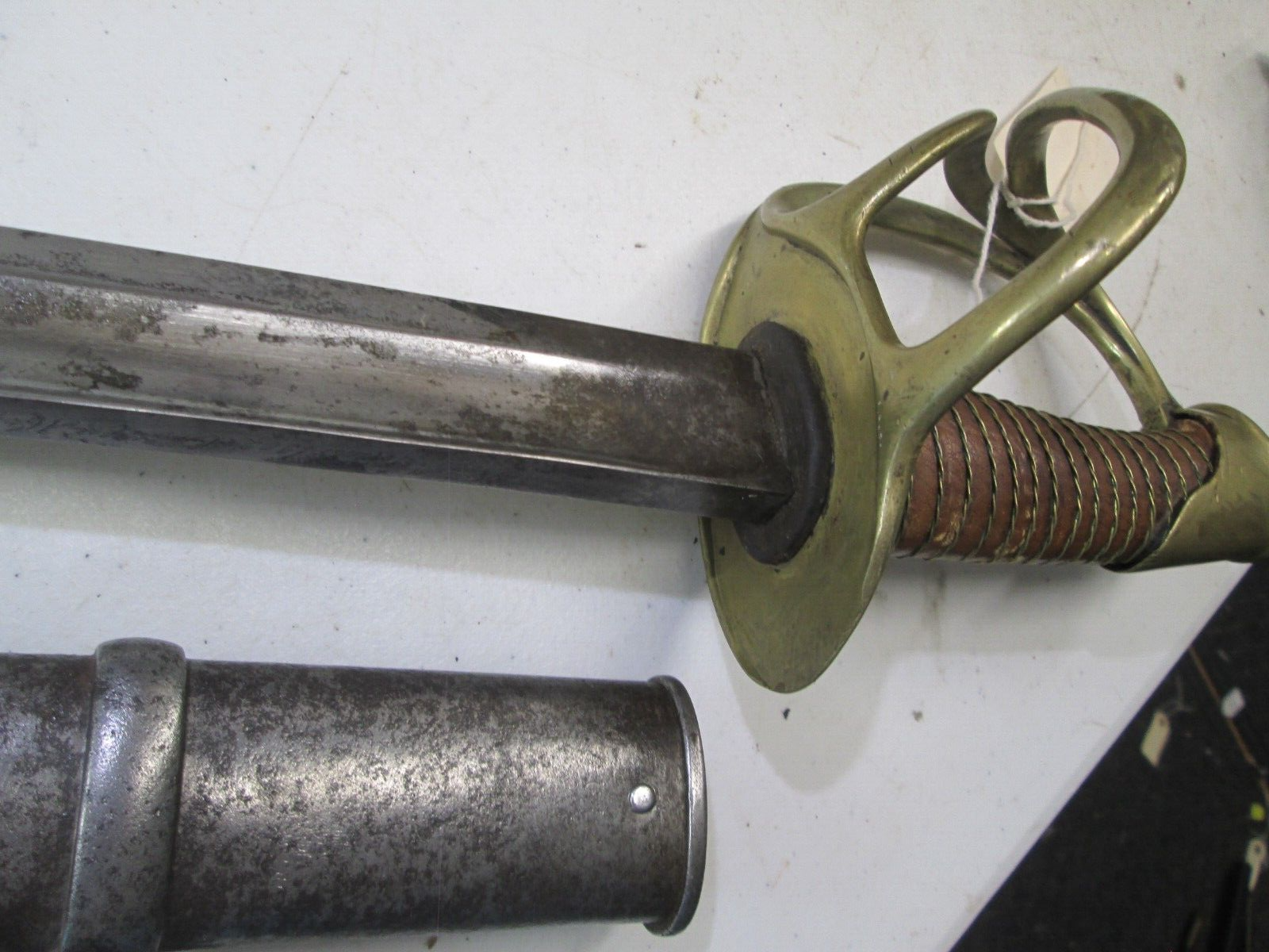 FRENCH HEAVY CAVALRY SWORD WITH SCABBARD DATED 1822 MAKER COFEDERATE IMPORT? T45