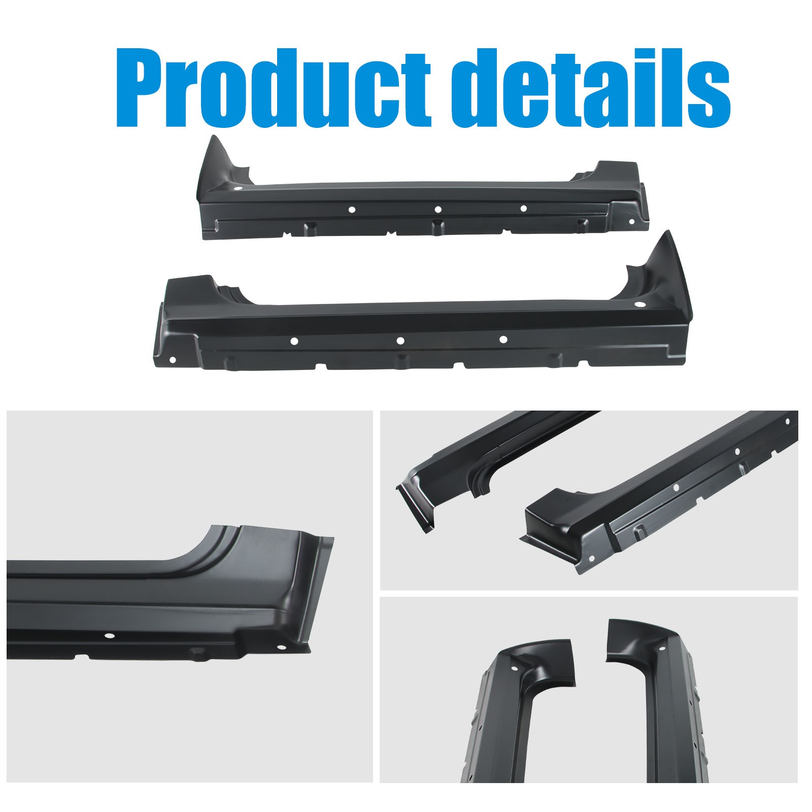 Left+Right Side Rocker Panels for 2007-2013 Chevy Pickup Silverado Standard Cab