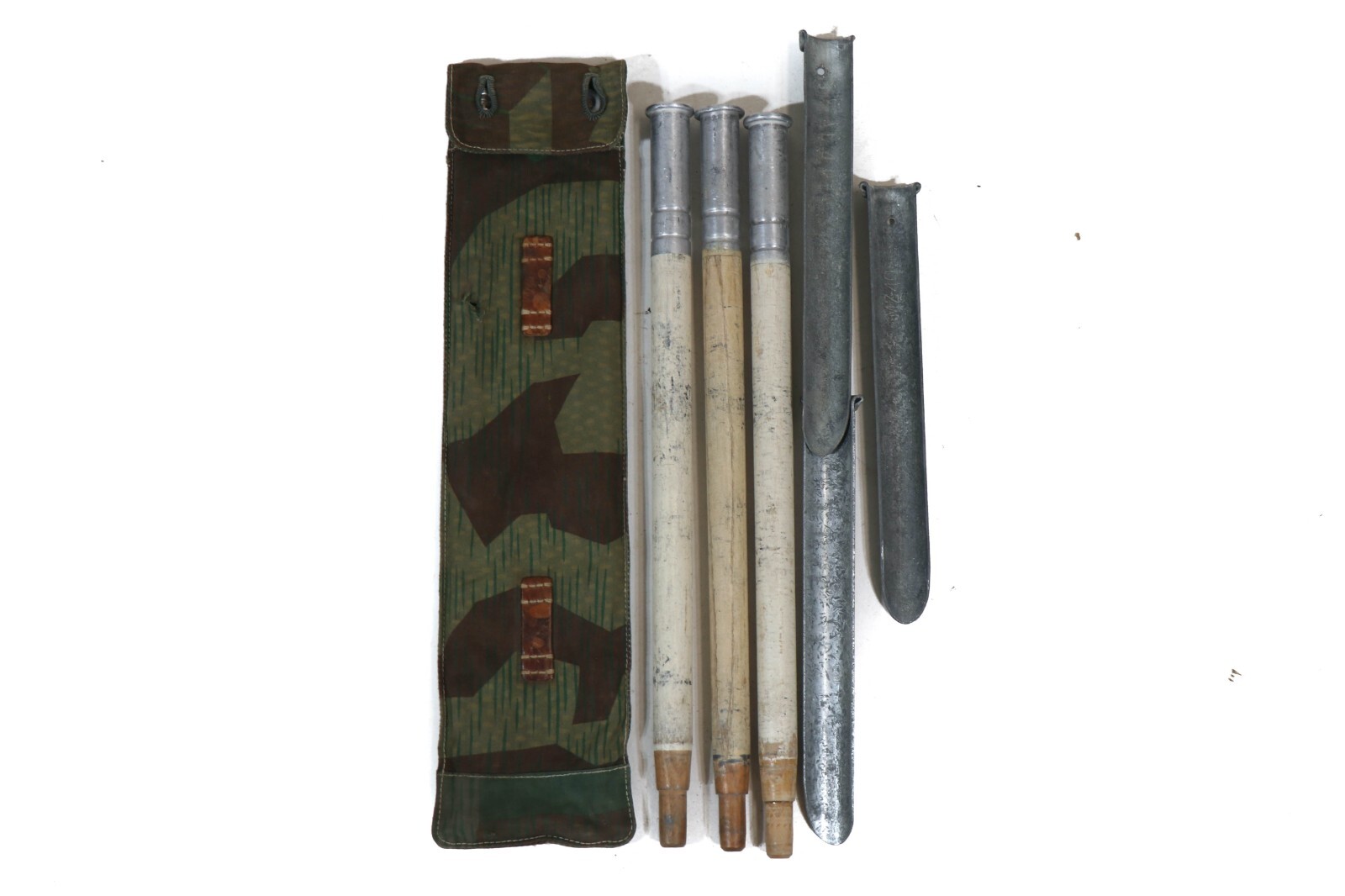 Authentic Swiss WWII Army Tent Pole Stake Set German Splinter Camo WW2 Zeltbahn