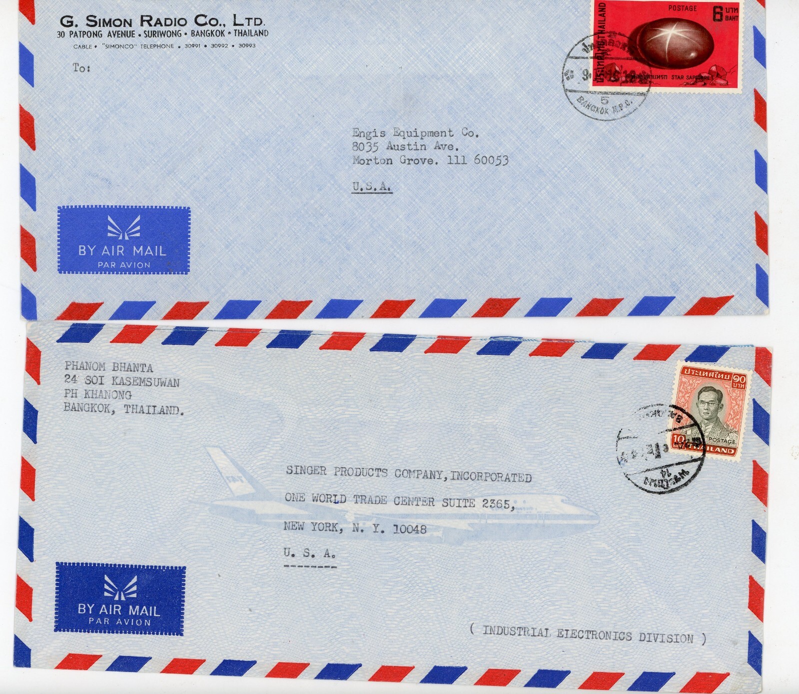 6 Asian Airmail Stamp Covers Japan Korea Thailand Malaysia Vietnam 60s–70s