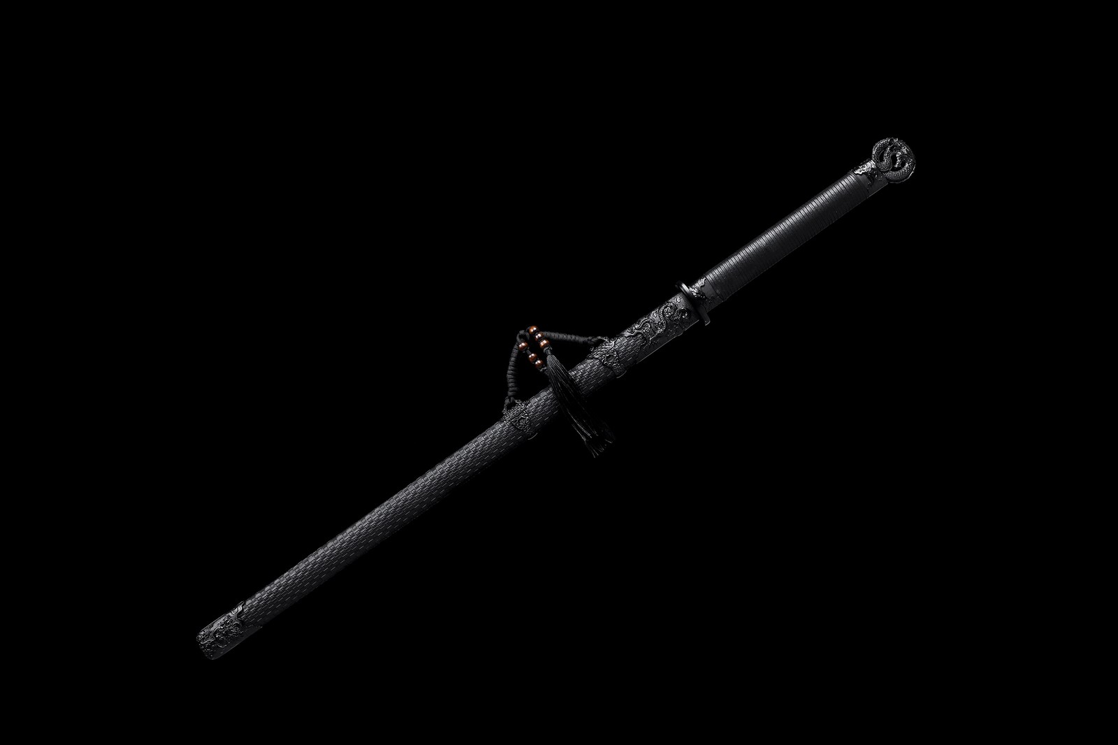 Full Tang 9260 Spring Steel Black Dragon Ninja Sword Japanese Straight Ninjato