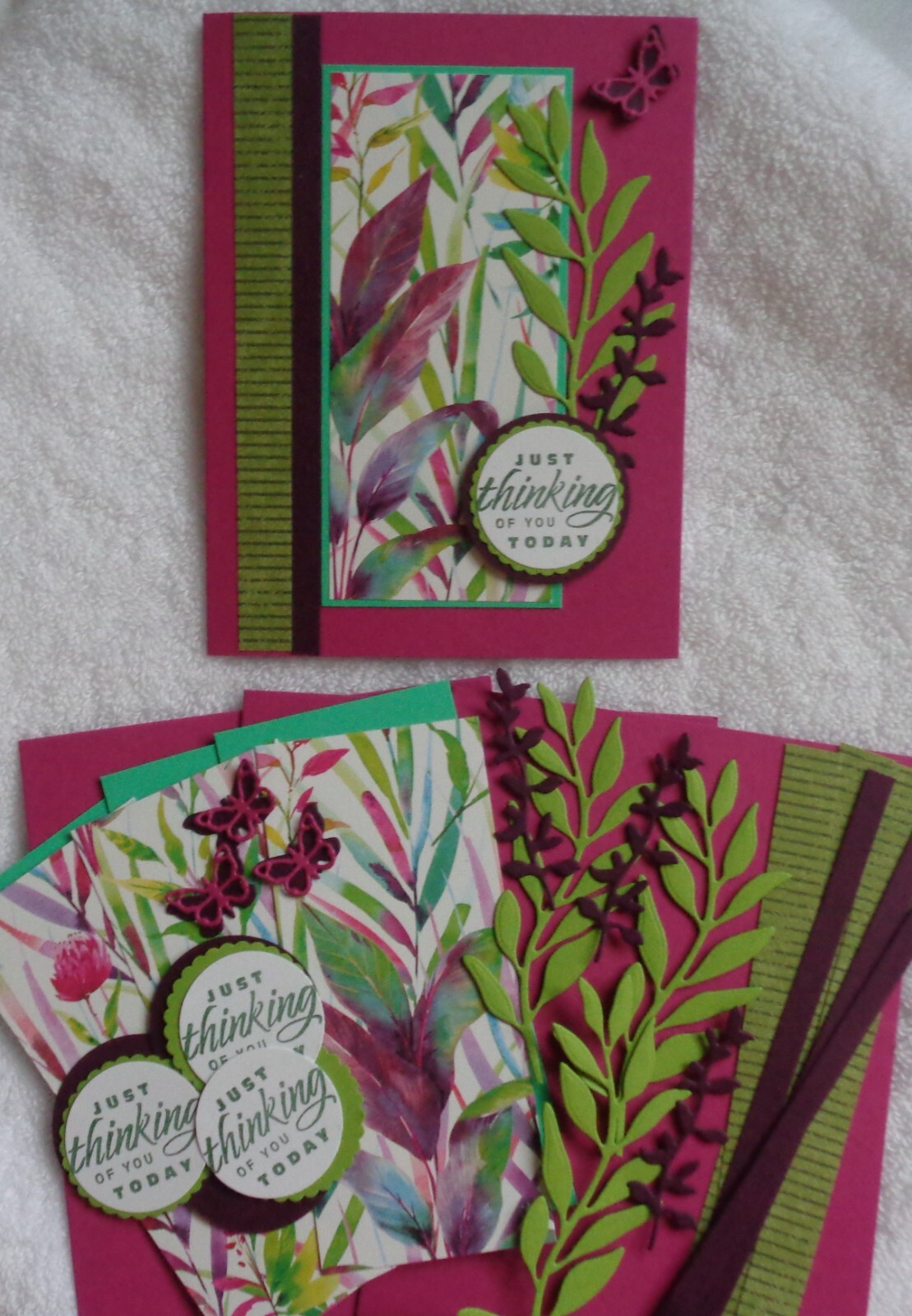 Stampin Up! Card Kit THINKING OF YOU Wonderful Green Butterfly PURPLE Birthday