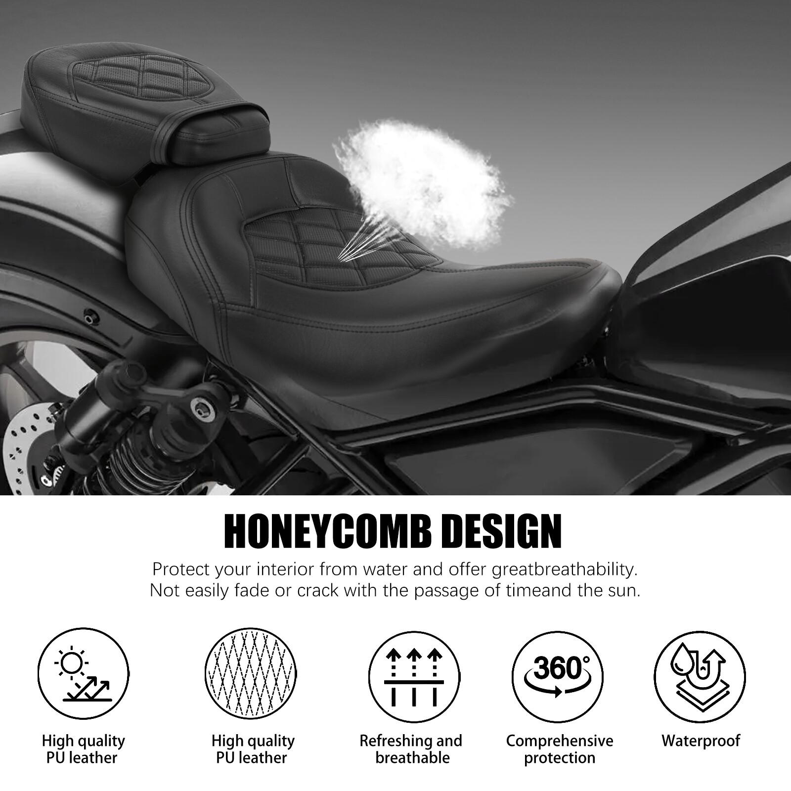 For Harley Davidson Touring CVO Road King Driver Passenger Seat Black Stitching