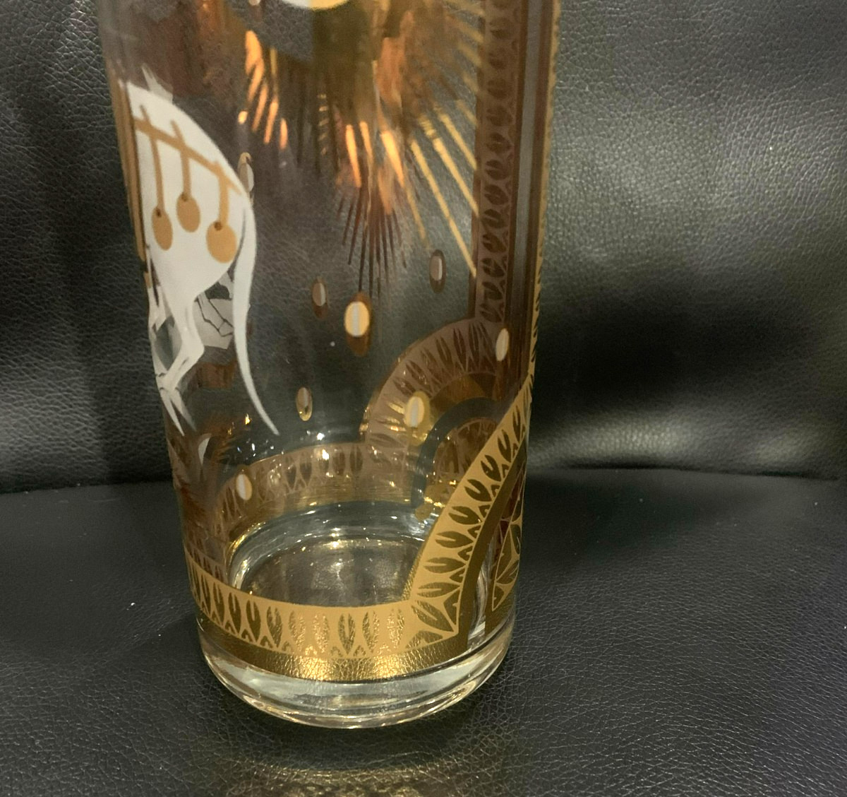 FRED PRESS 60's Martini Cocktail Pitcher w/White Trojan Horse Motif 10.5"