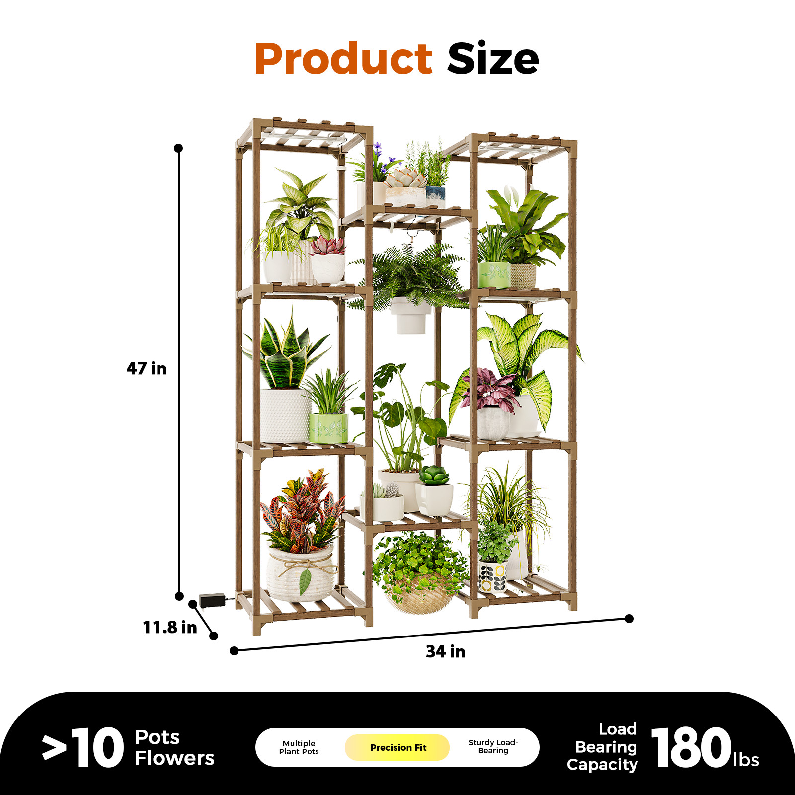 Bamworld Plant Stand with Grow Light Plant Shelf for Mutiple Pots Plant Holder