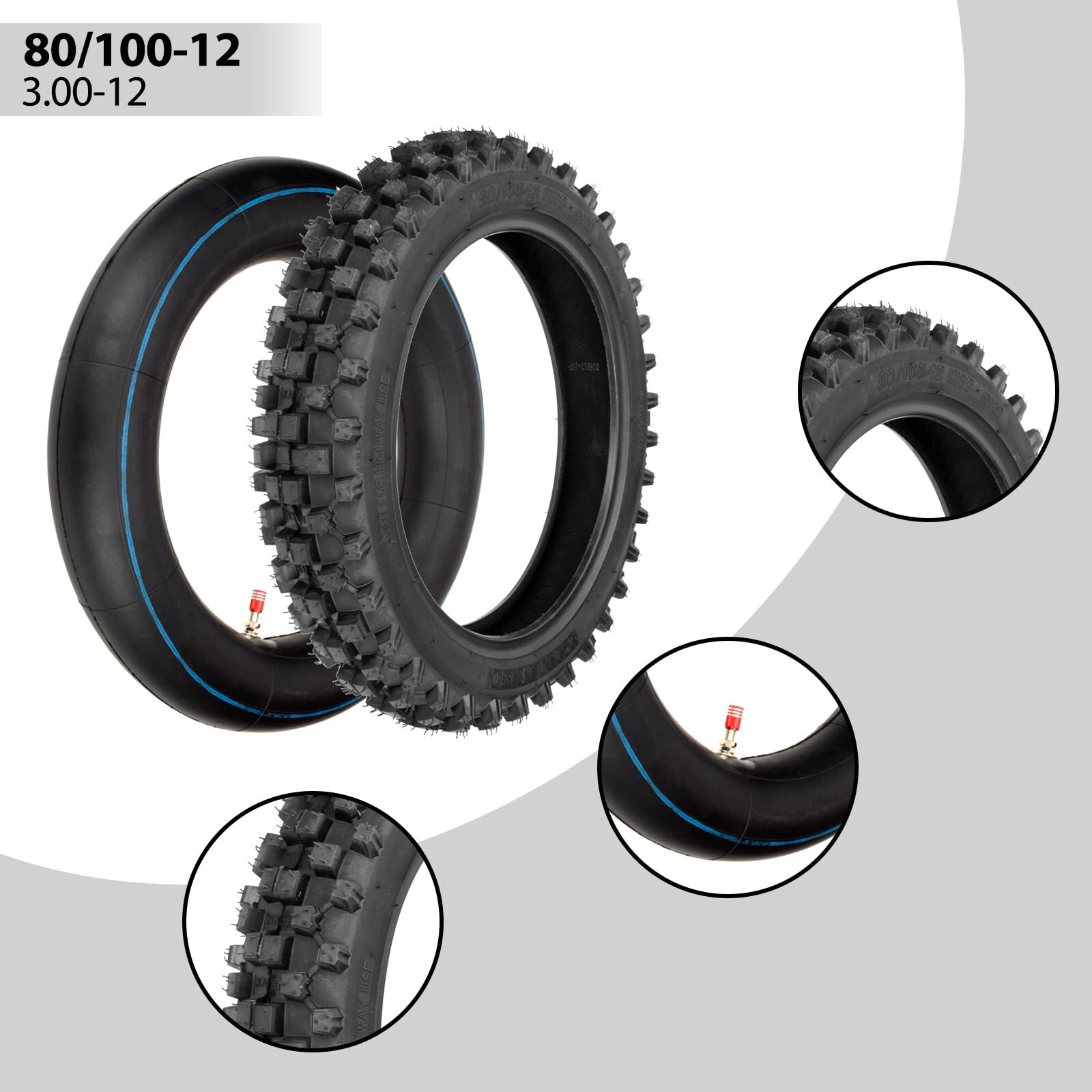60/100-14 2.50-14 80/100-12 3.00-12 Tire and Inner Tube For 90cc 110cc 125cc SSR