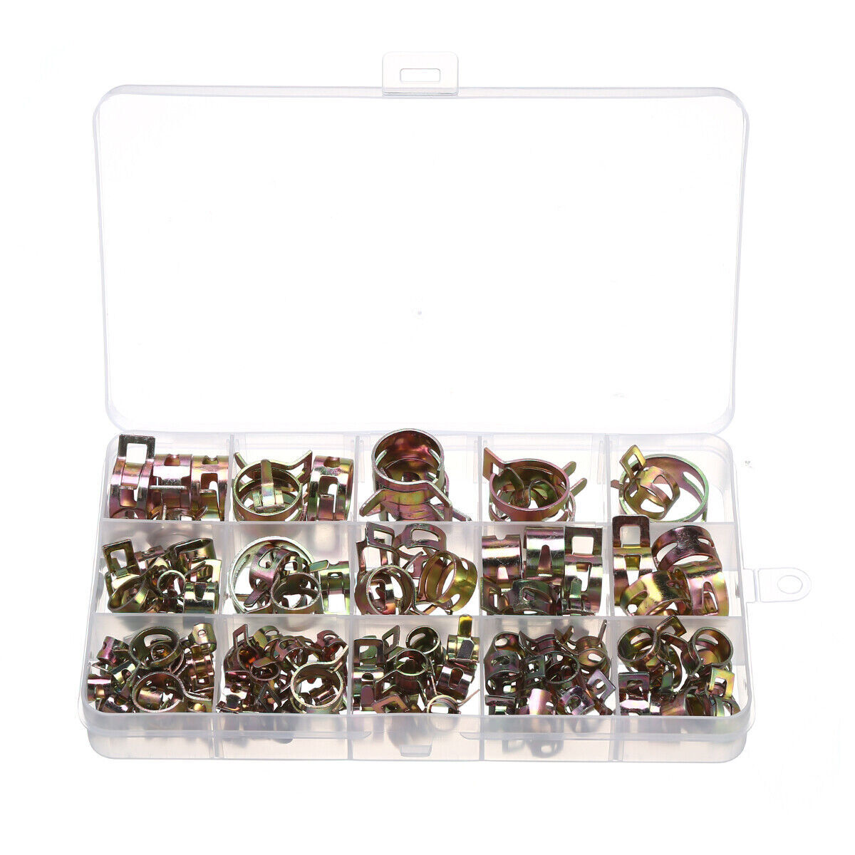 115pc Hose Spring Clamps Fastener Fuel Water Line Pipe Air Tube Clips Kit 6-22mm