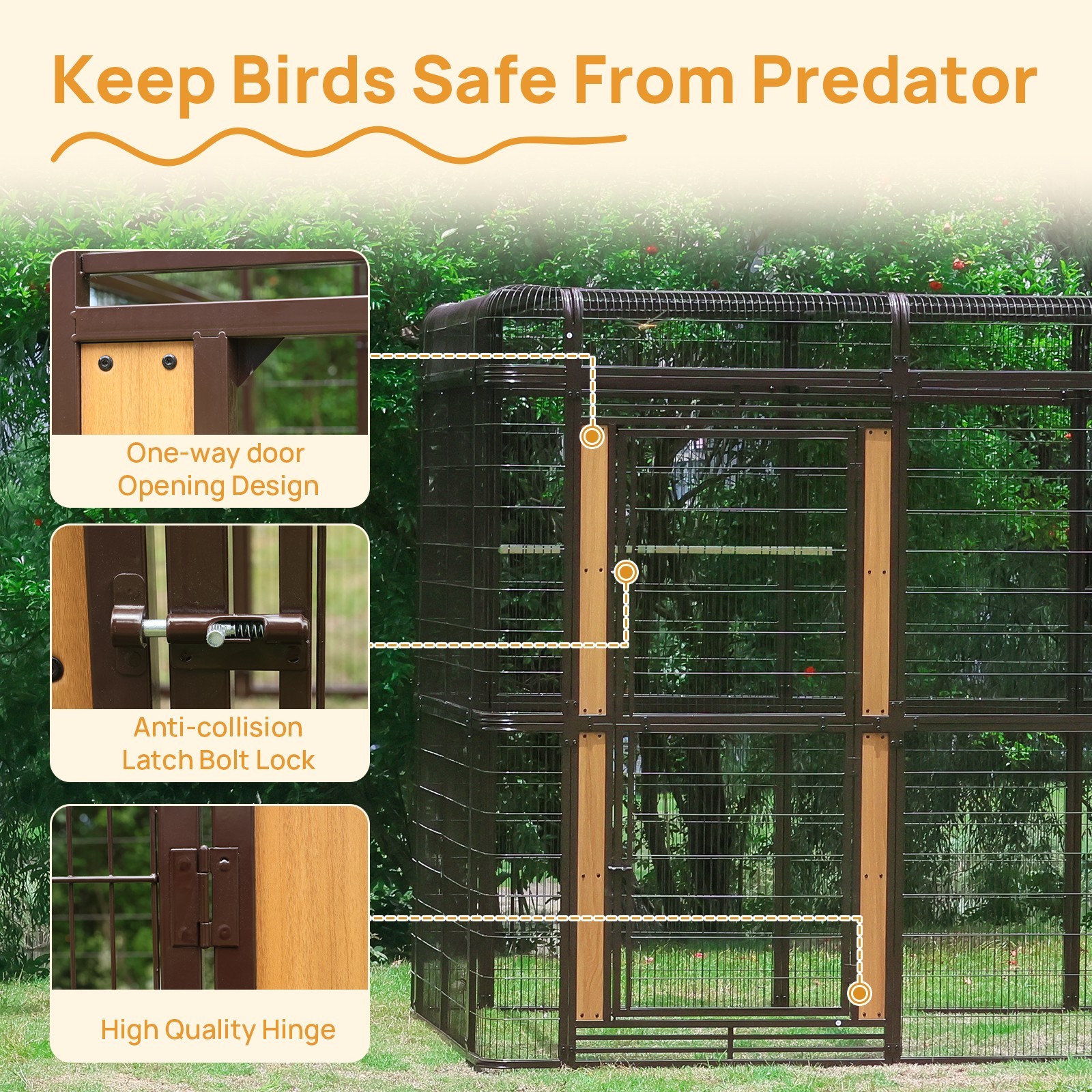 7.2ft Large Walk-In Bird Cage for Parrots Heavy Duty Metal HugeAviary with Stand