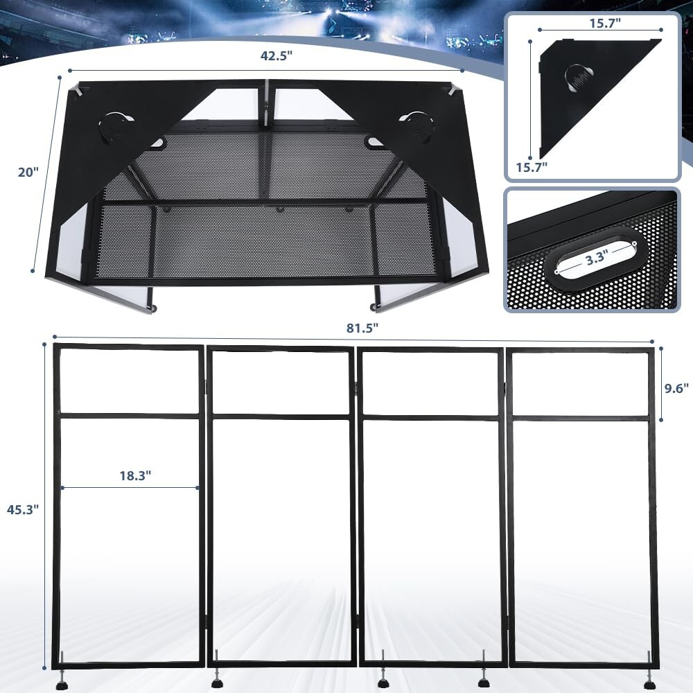 LUCKUP DJ Facade Booth with Corner Panel, Portable DJ Facade with Scrim