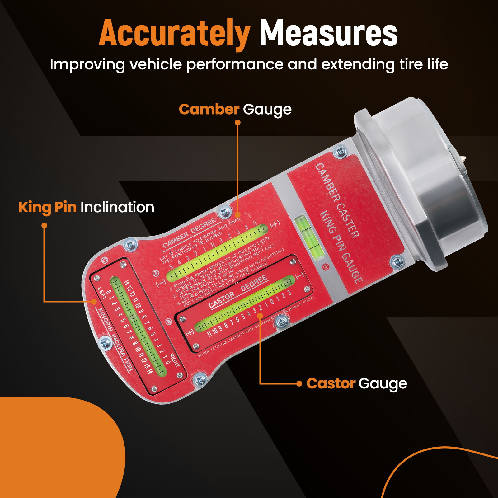 Magnetic Camber Castor Kingpin Gauge Car Wheel Alignment Tool For Automobile